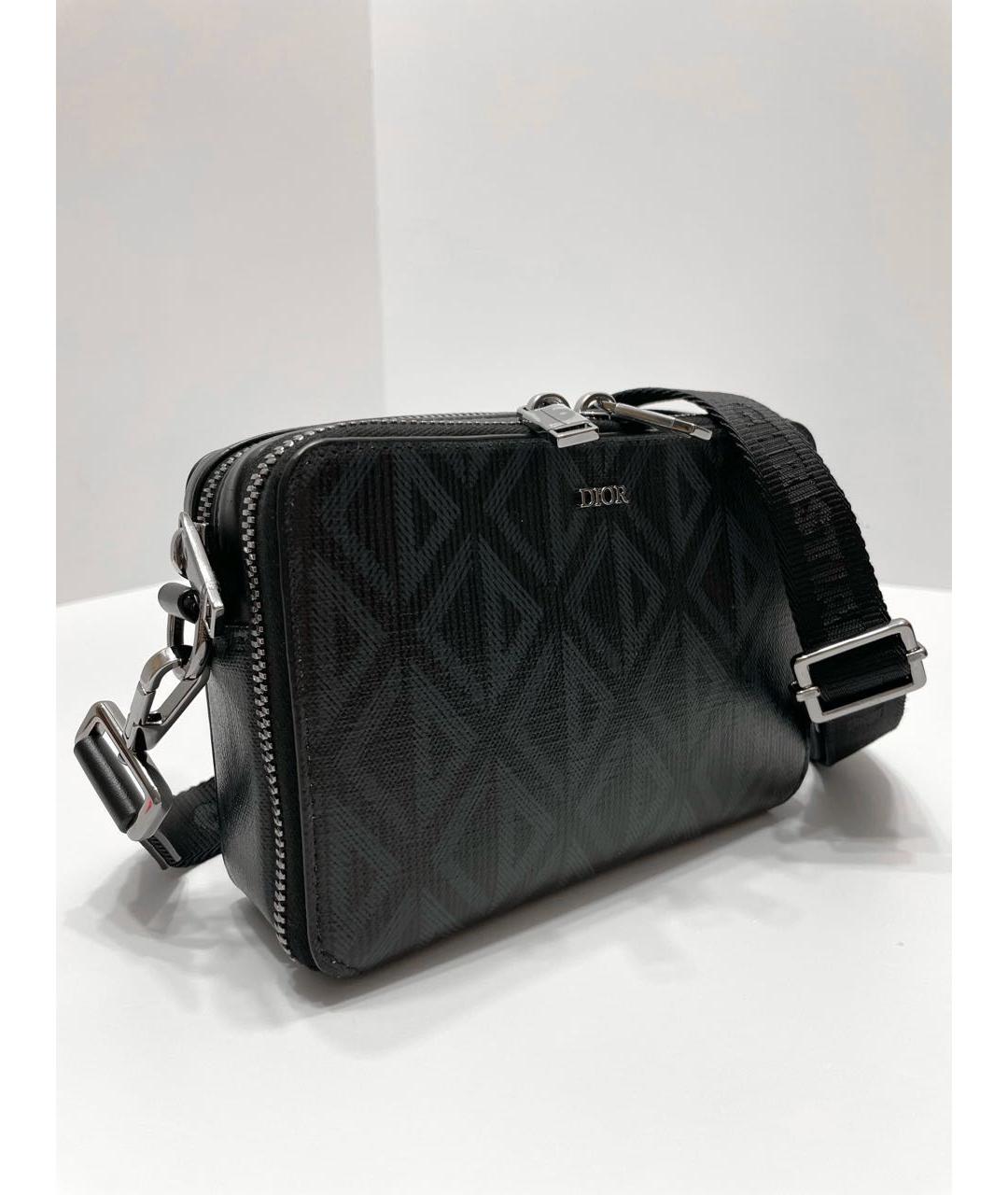 CHRISTIAN DIOR Черная кожаная сумка на плечо, фото 3
