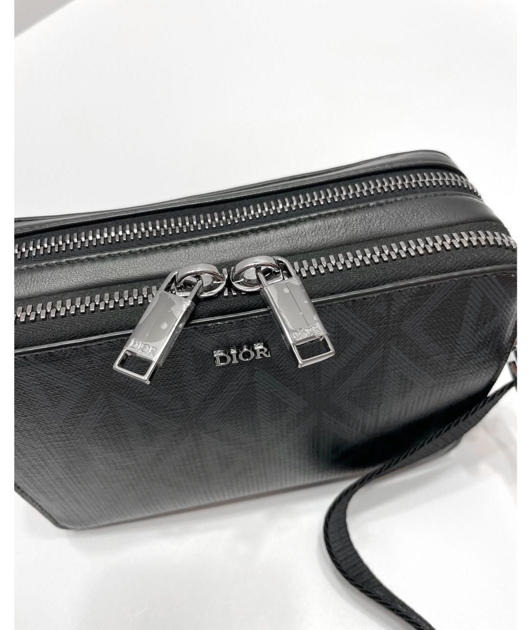 CHRISTIAN DIOR Черная кожаная сумка на плечо, фото 5