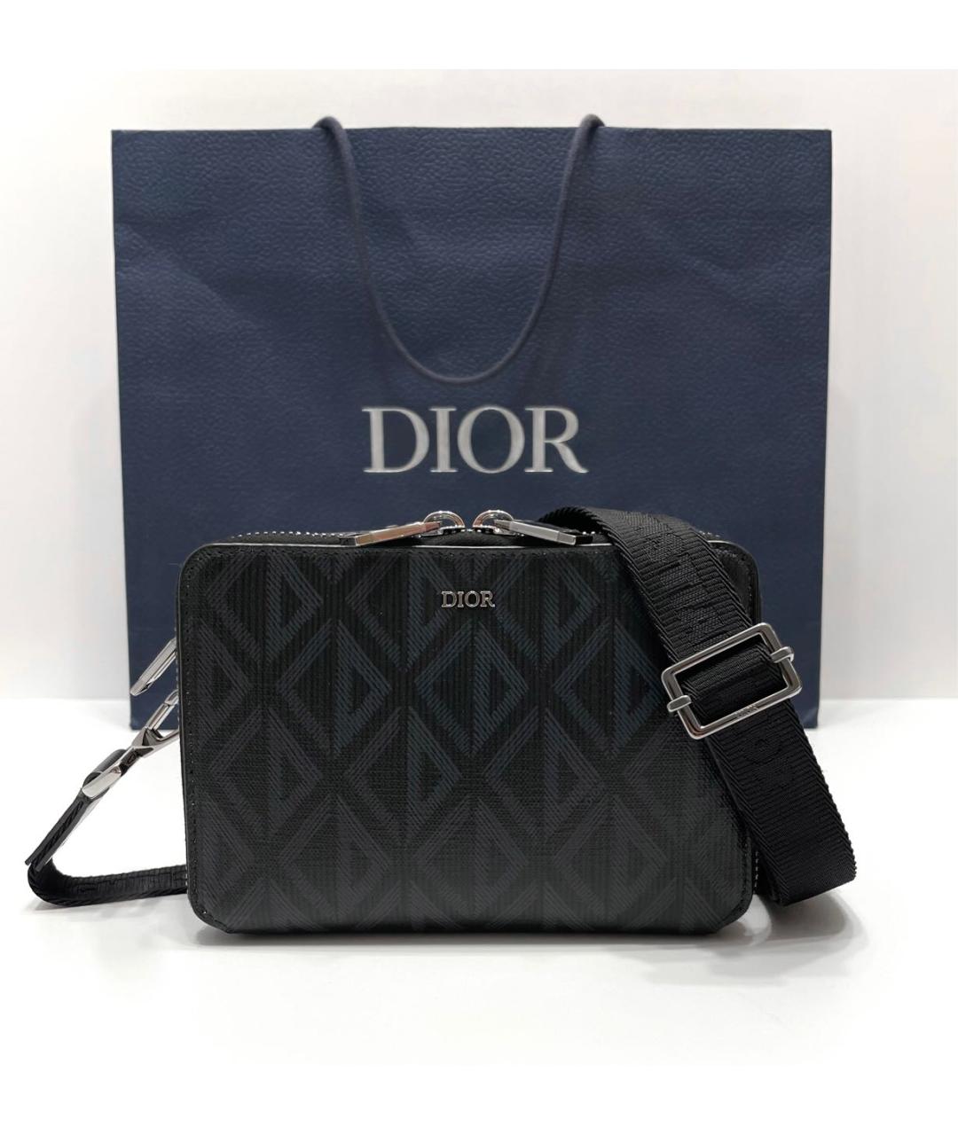 CHRISTIAN DIOR Черная кожаная сумка на плечо, фото 2