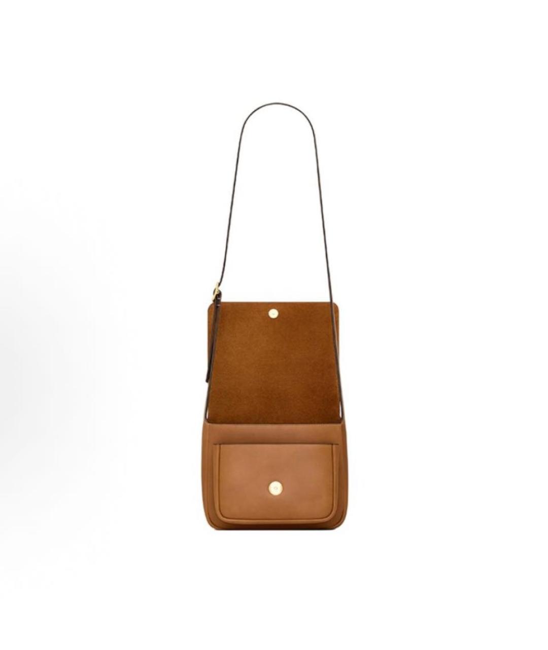 SAINT LAURENT Коричневая кожаная сумка через плечо, фото 4