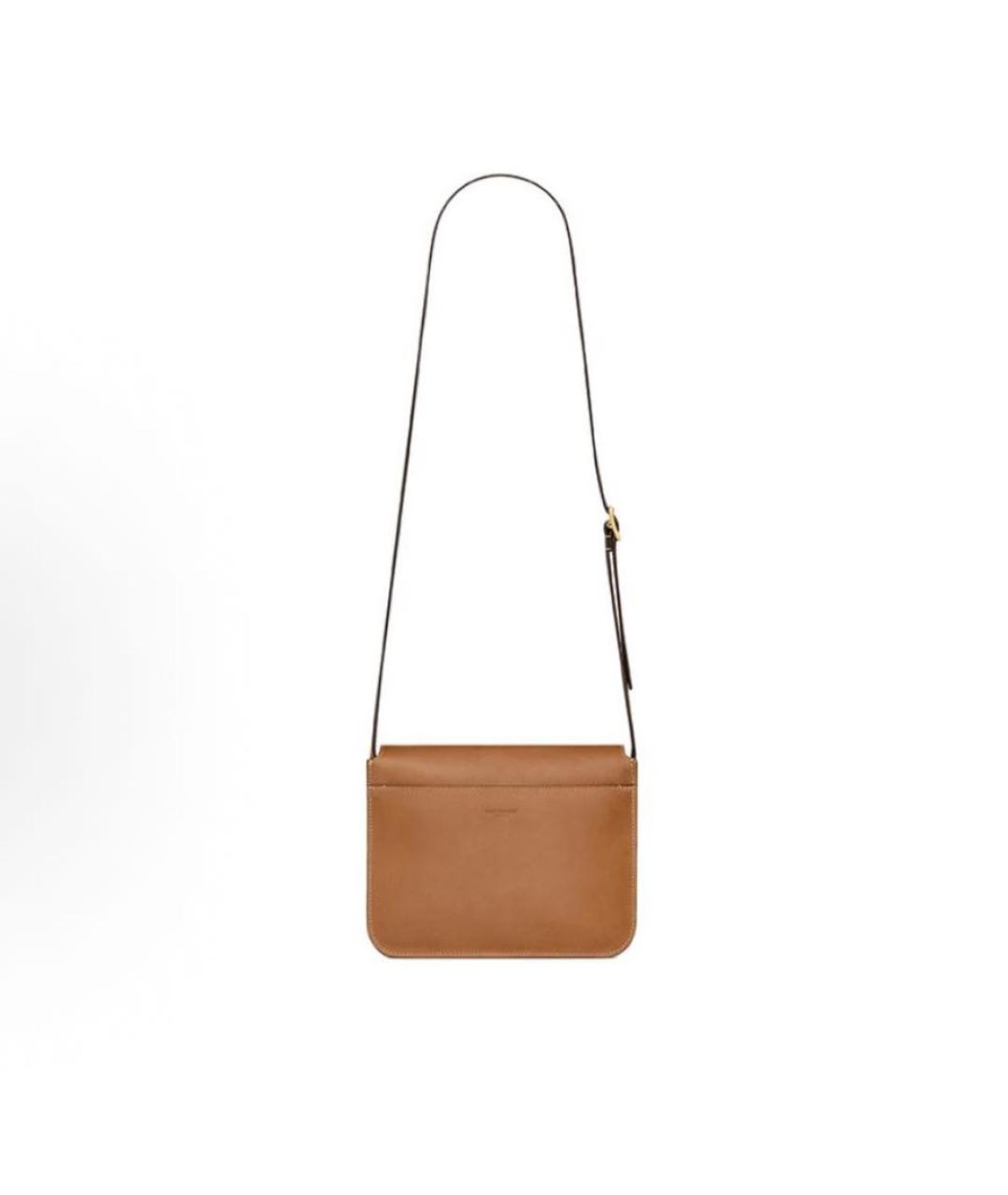 SAINT LAURENT Коричневая кожаная сумка через плечо, фото 3