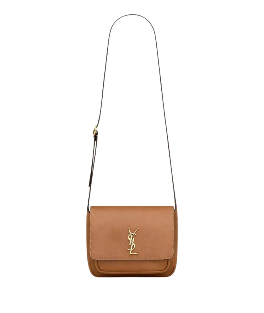 SAINT LAURENT Коричневая кожаная сумка через плечо, фото 1