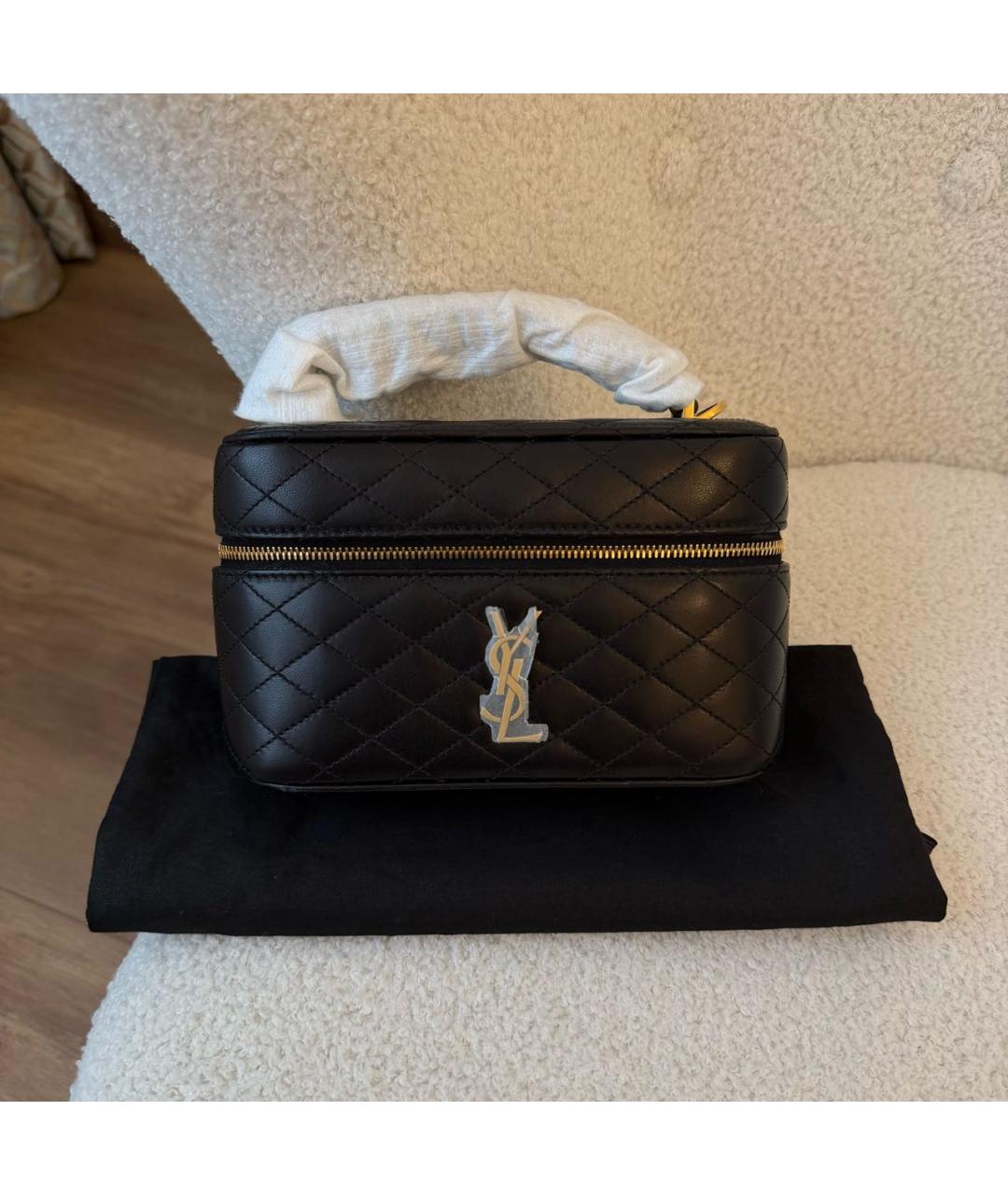 SAINT LAURENT Черная кожаная сумка через плечо, фото 2