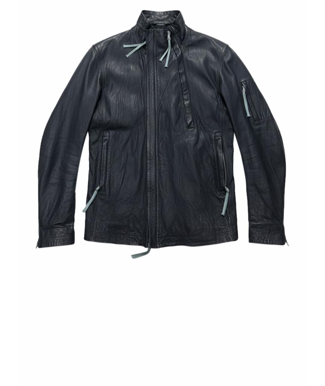 BORIS BIDJAN Темно-синяя кожаная куртка, фото 1