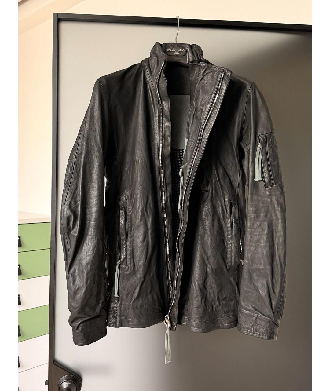 BORIS BIDJAN Темно-синяя кожаная куртка, фото 4