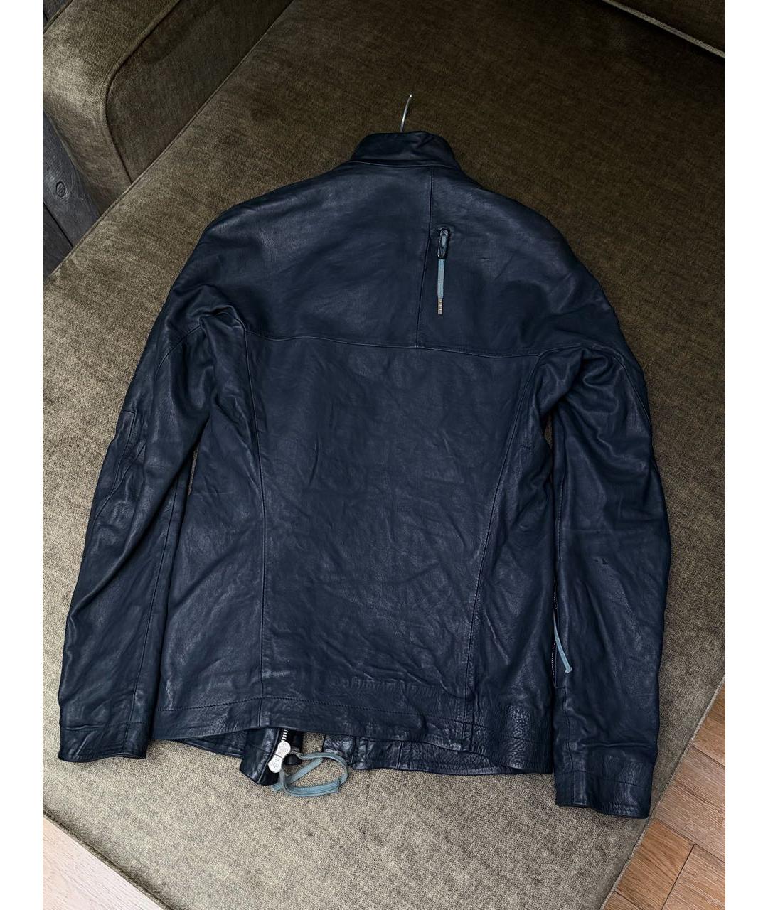 BORIS BIDJAN Темно-синяя кожаная куртка, фото 6