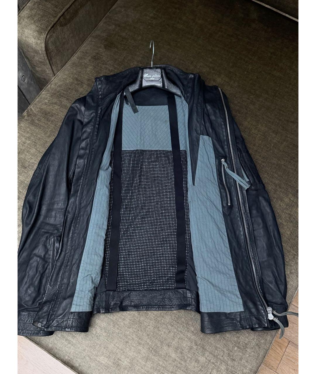 BORIS BIDJAN Темно-синяя кожаная куртка, фото 2