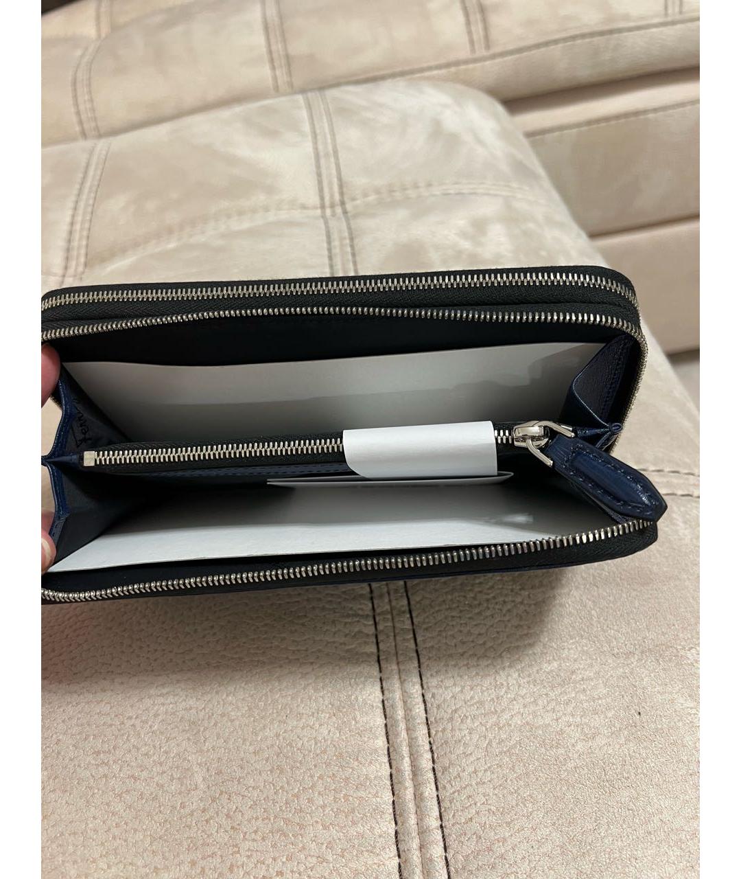FERRAGAMO Темно-синий кожаный кошелек, фото 6