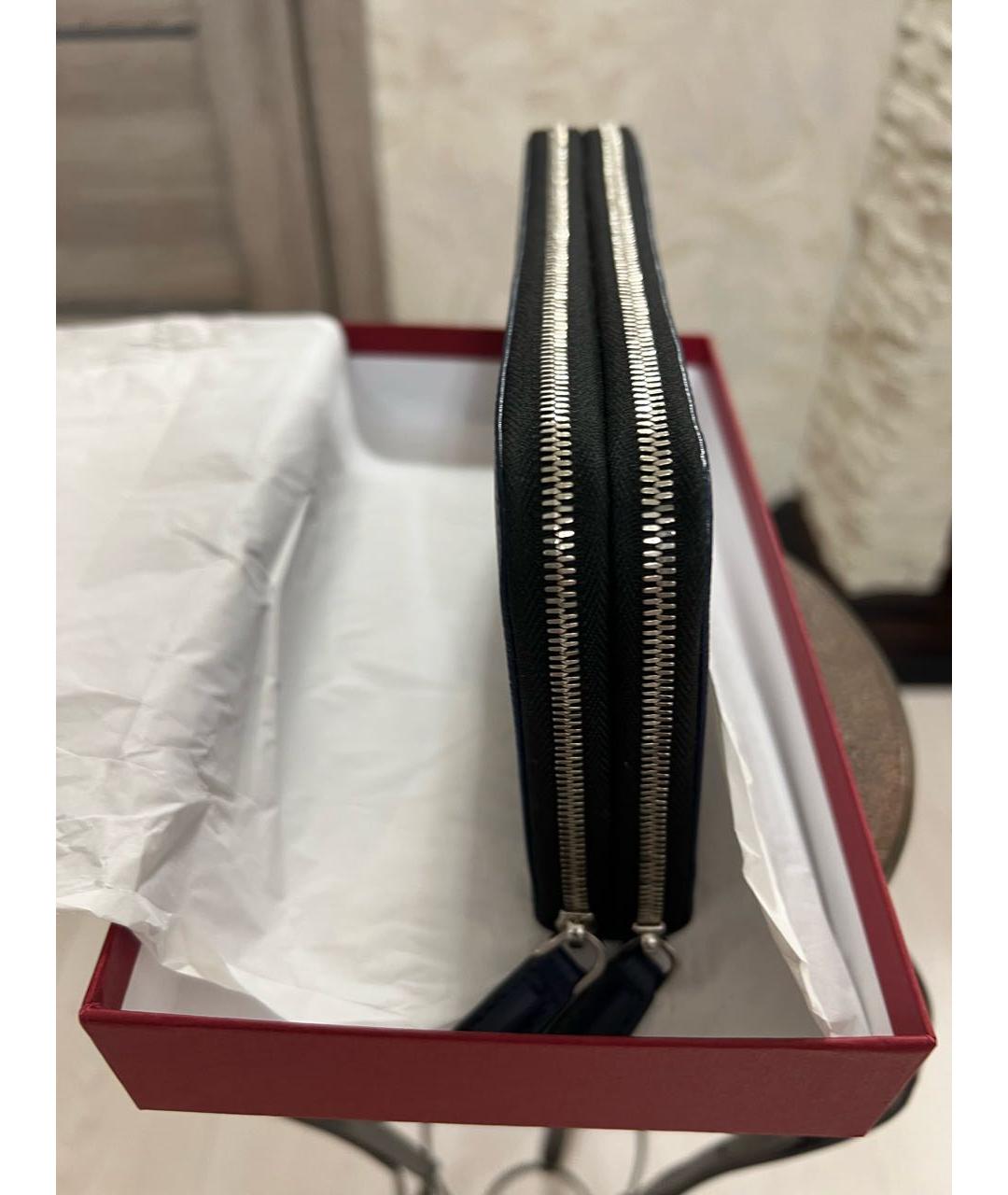 FERRAGAMO Темно-синий кожаный кошелек, фото 3