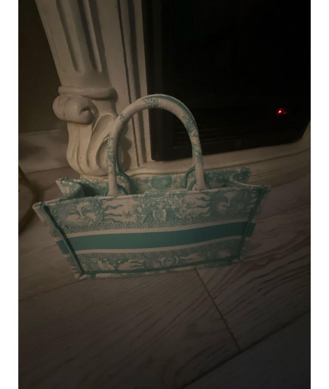 CHRISTIAN DIOR Бирюзовая тканевая сумка с короткими ручками, фото 3