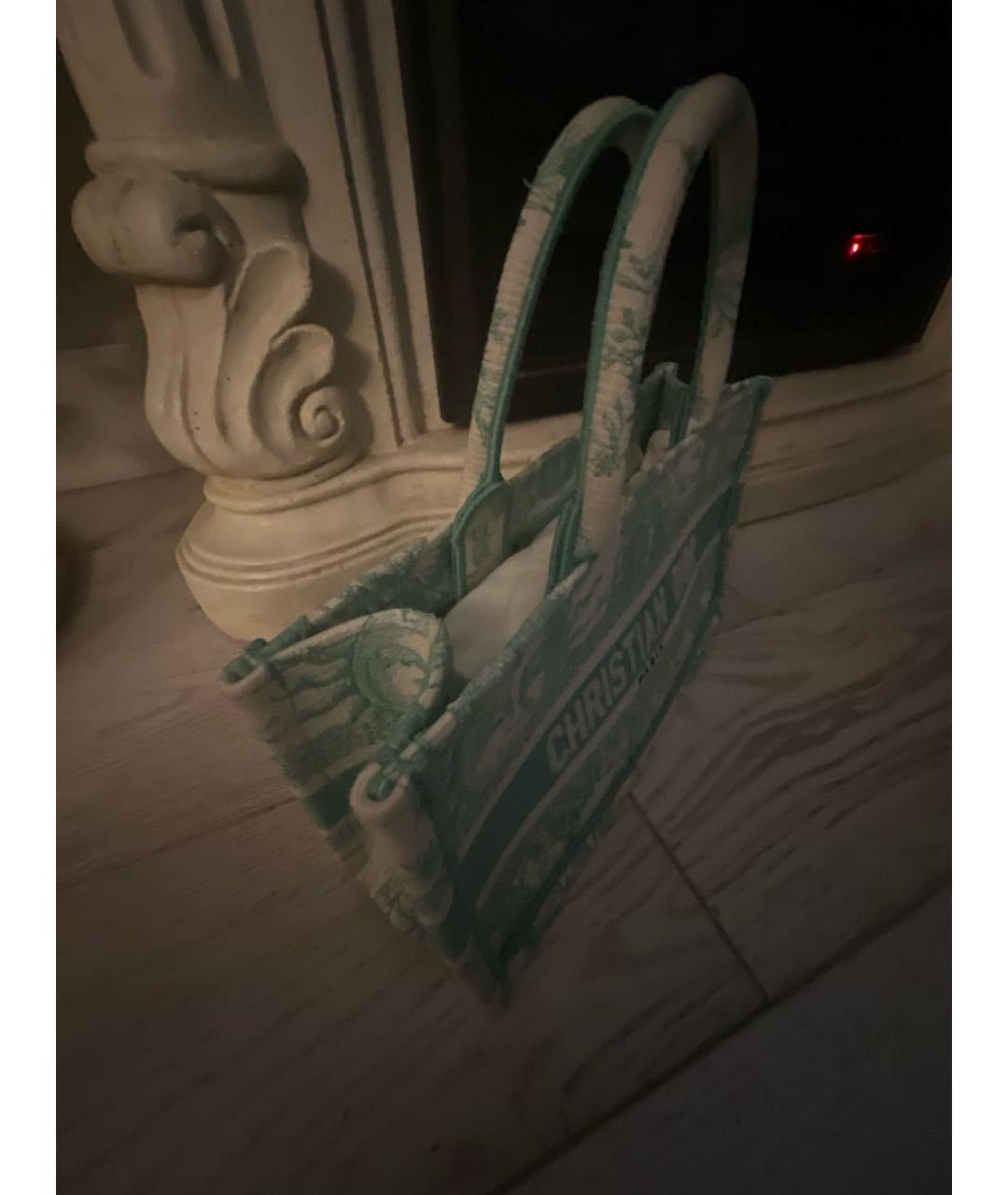 CHRISTIAN DIOR Бирюзовая тканевая сумка с короткими ручками, фото 2