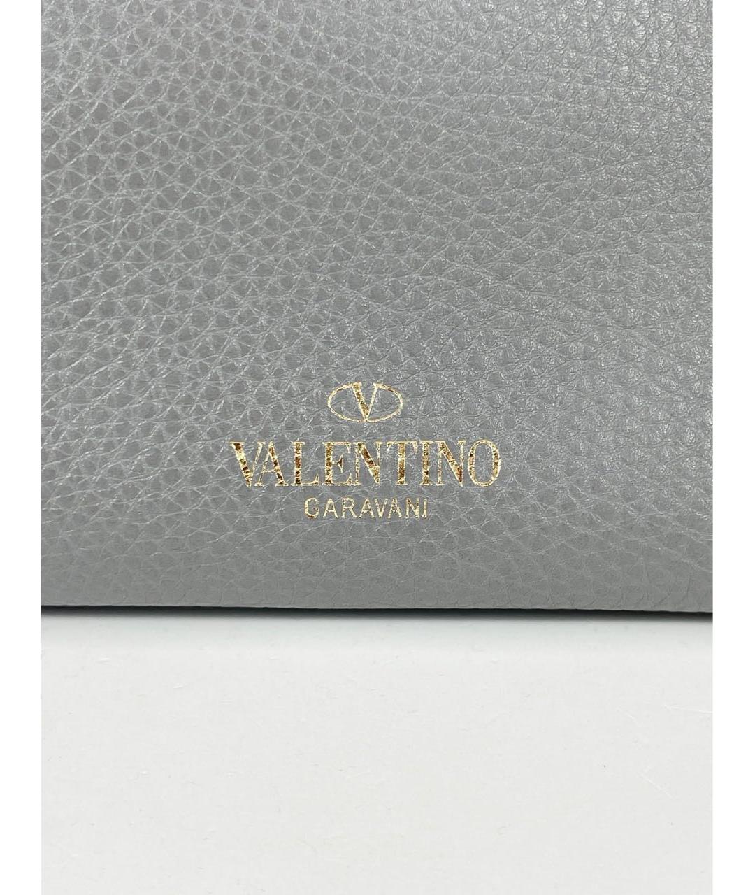 VALENTINO Серая кожаная сумка с короткими ручками, фото 4