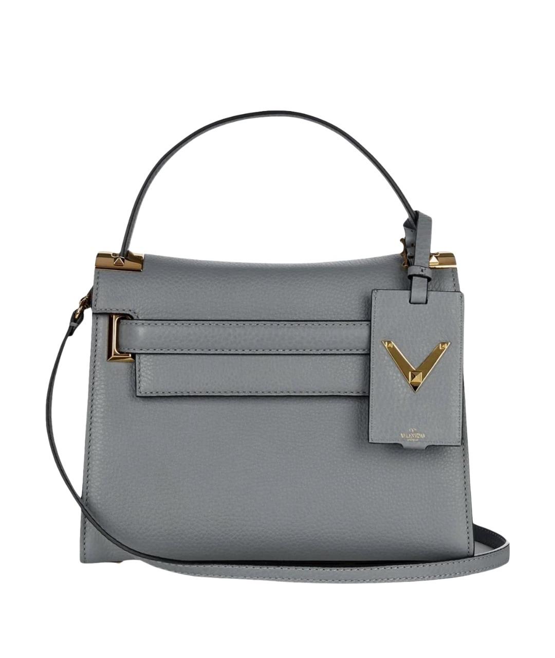 VALENTINO Серая кожаная сумка с короткими ручками, фото 1