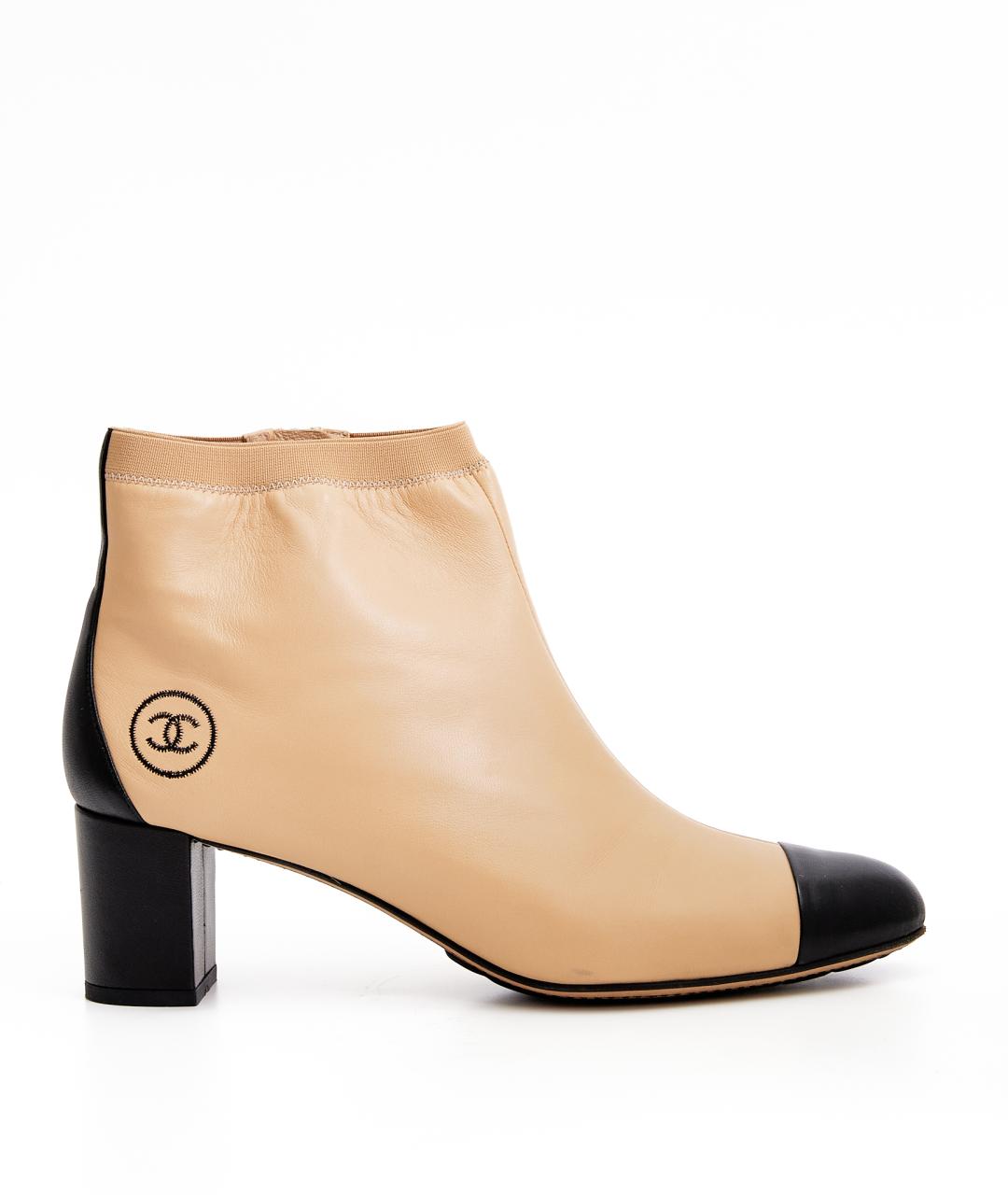 CHANEL Бежевые кожаные ботильоны, фото 9