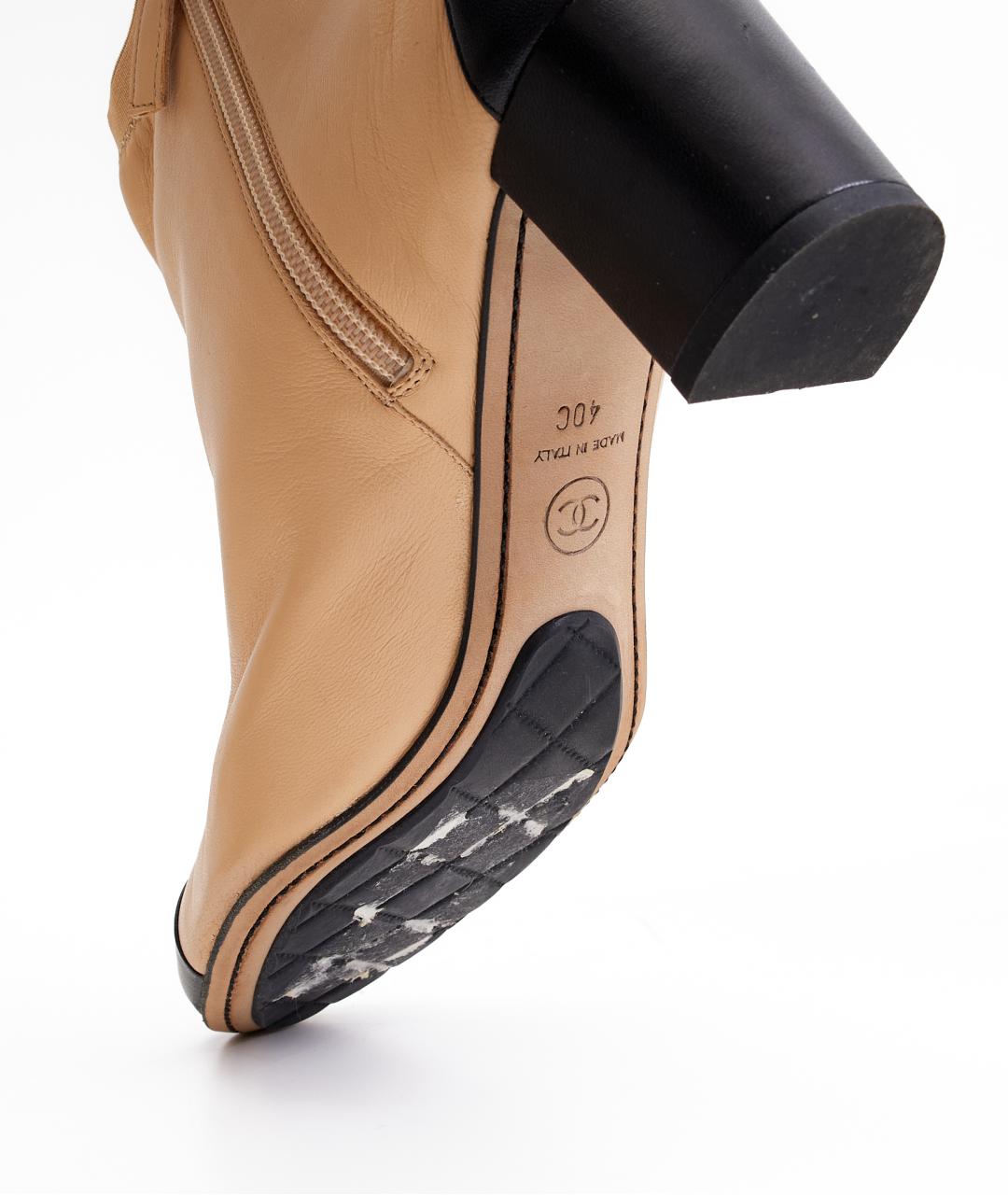 CHANEL Бежевые кожаные ботильоны, фото 7