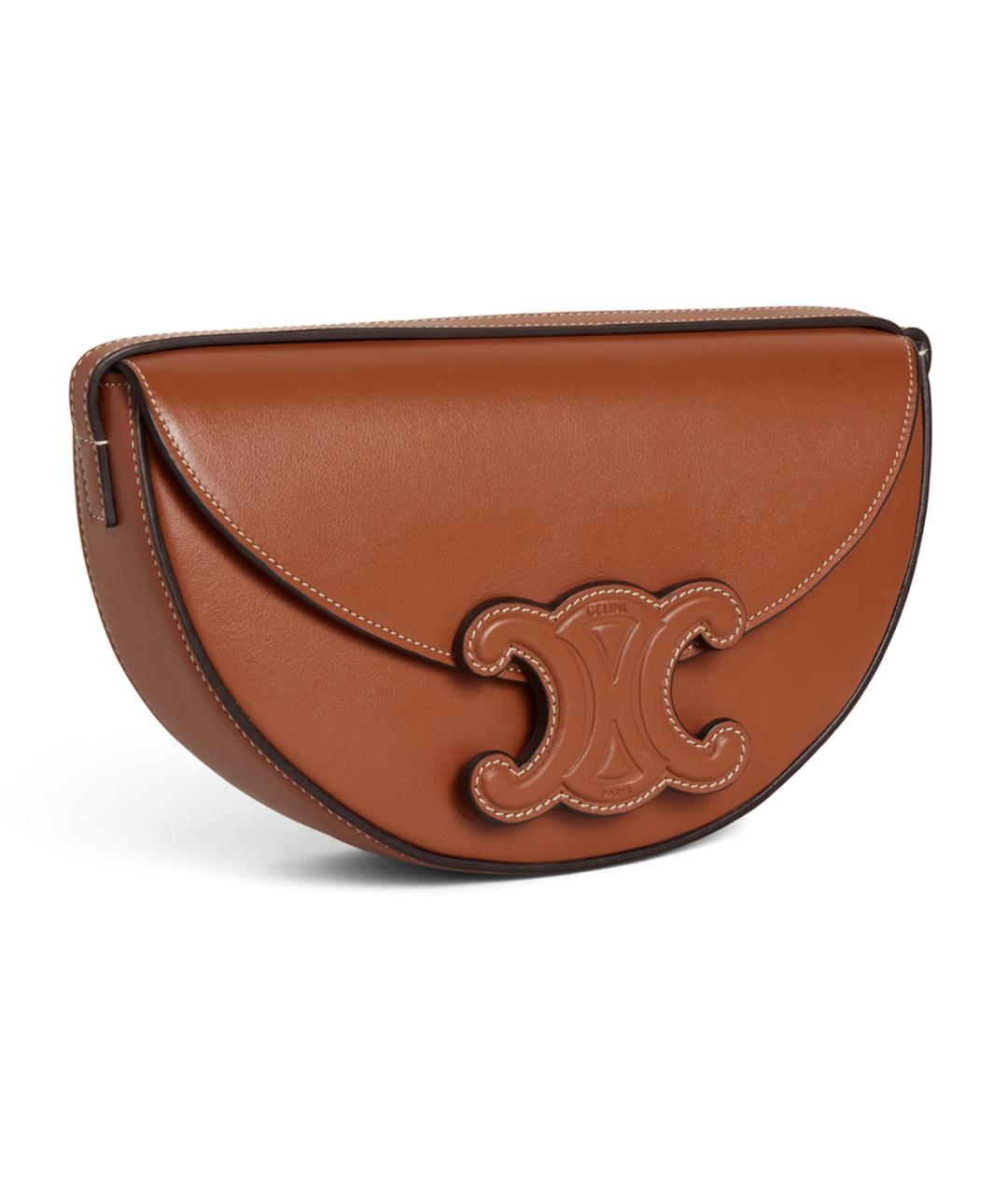 CELINE Коричневая кожаная сумка через плечо, фото 2