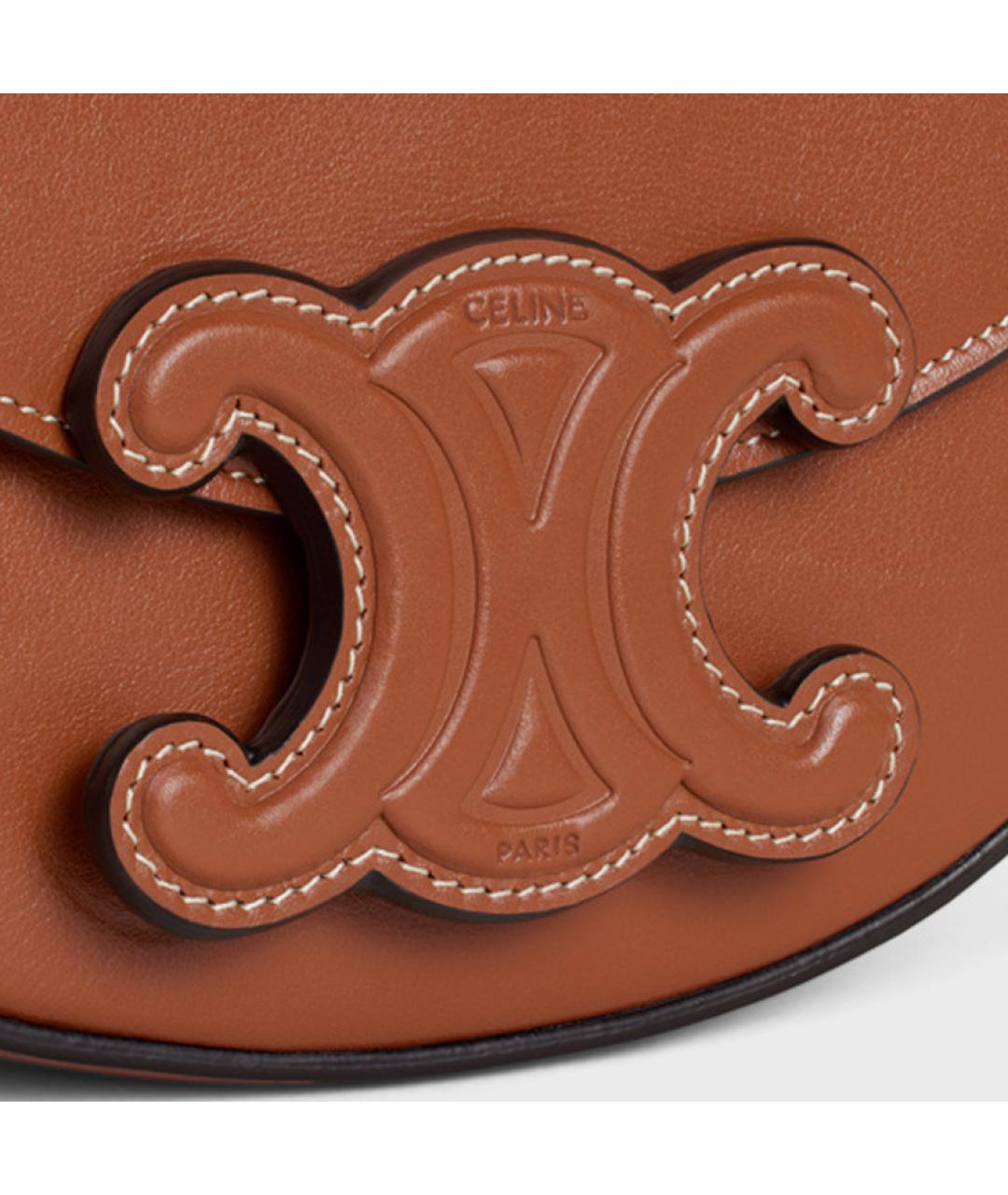 CELINE Коричневая кожаная сумка через плечо, фото 4