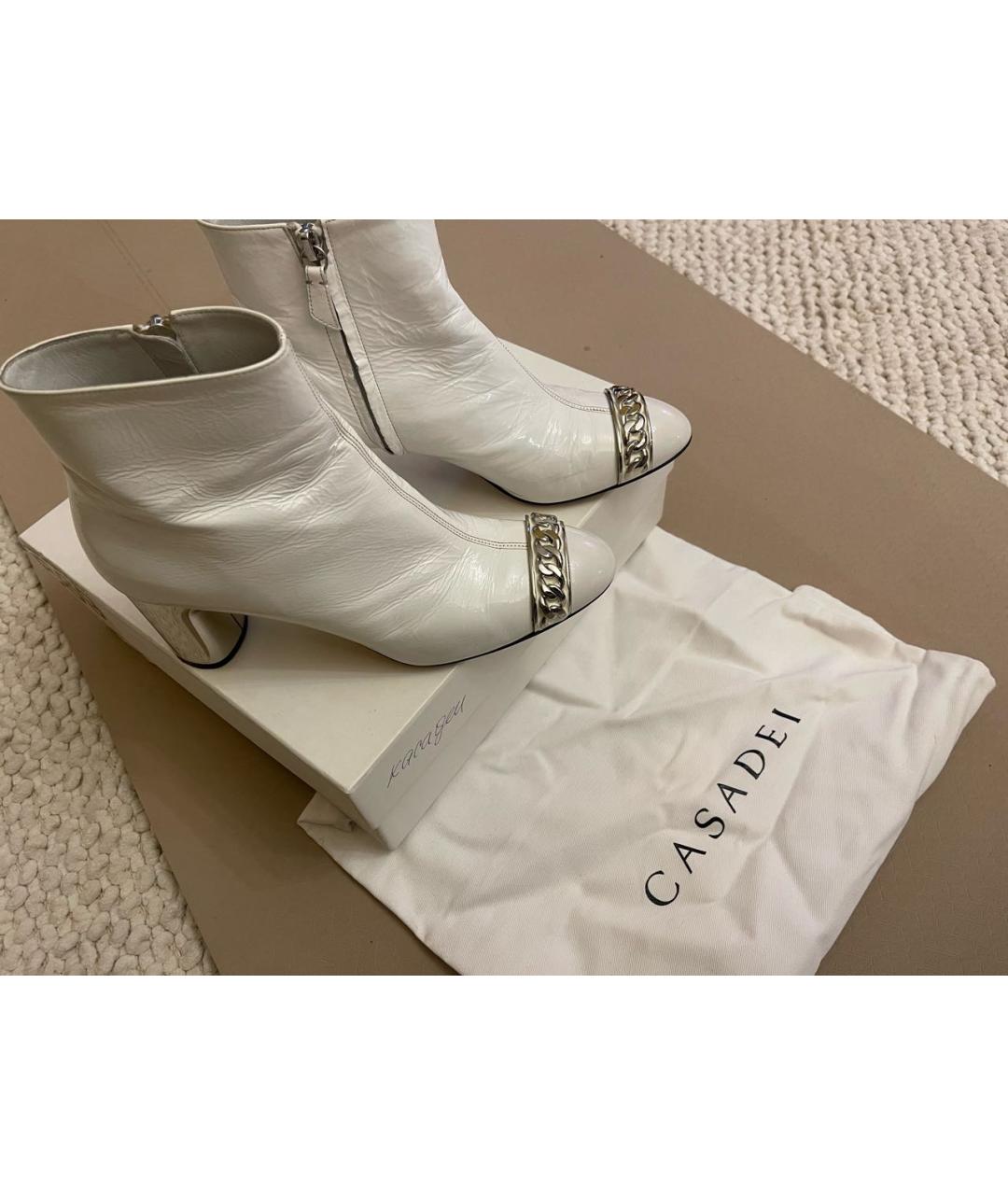 CASADEI Белые полусапоги из лакированной кожи, фото 5