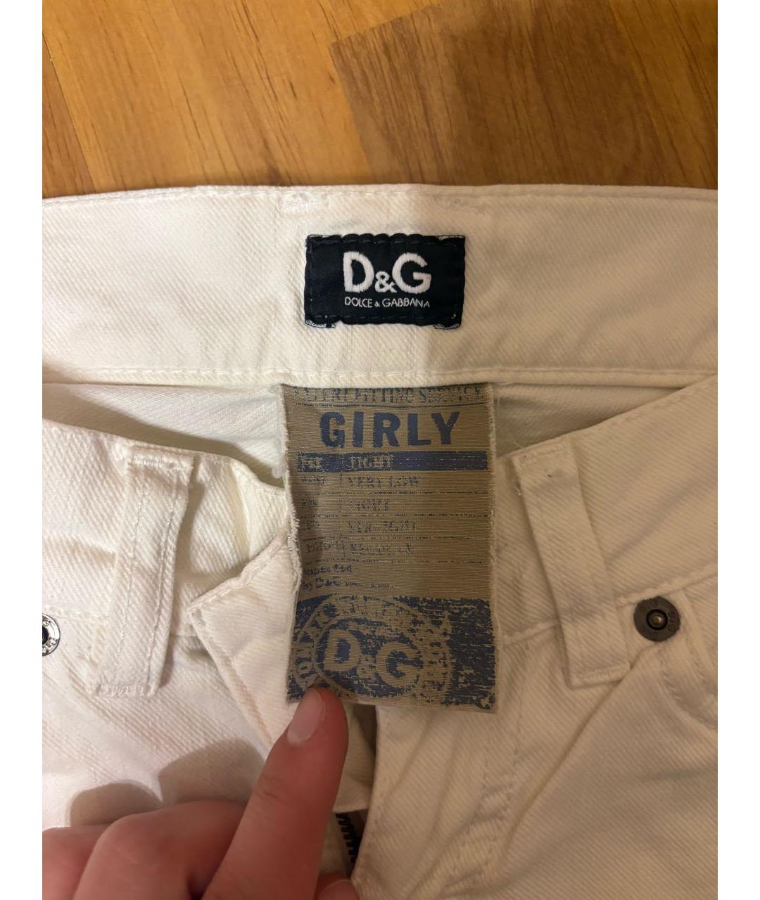 DOLCE&GABBANA Белые хлопковые джинсы слим, фото 3