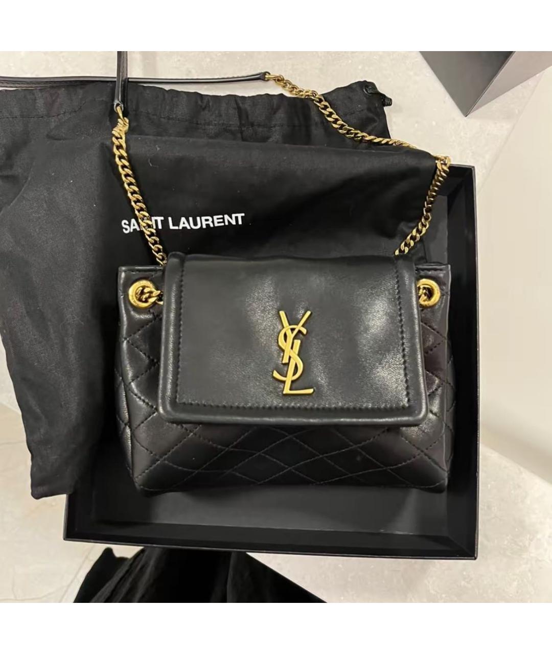 SAINT LAURENT Черная кожаная сумка через плечо, фото 2