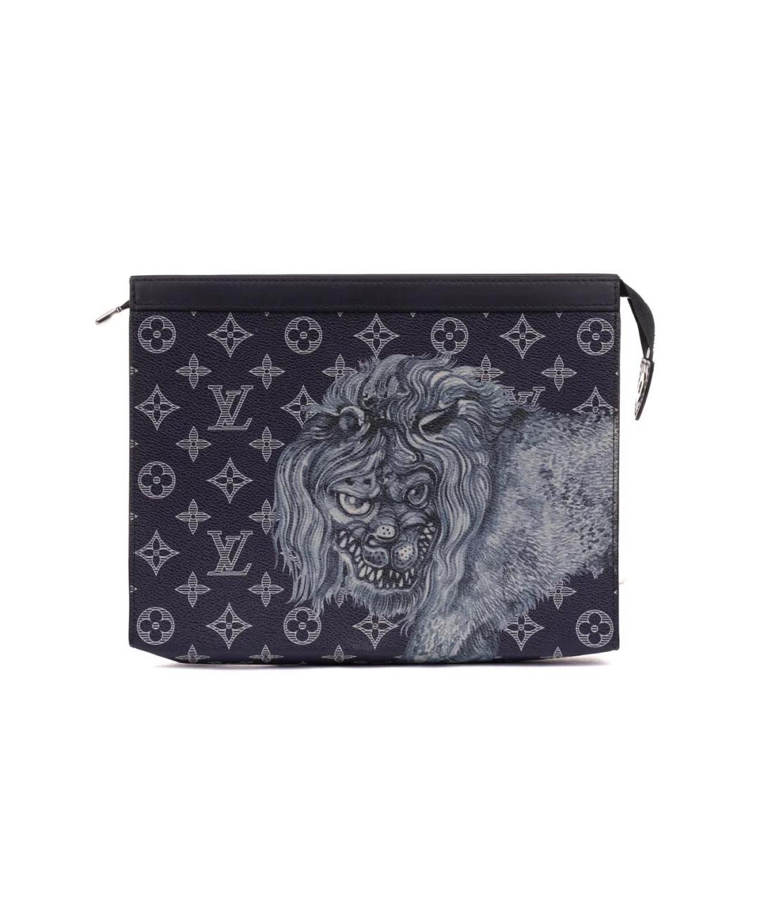 LOUIS VUITTON Темно-синяя кожаная барсетка, фото 1