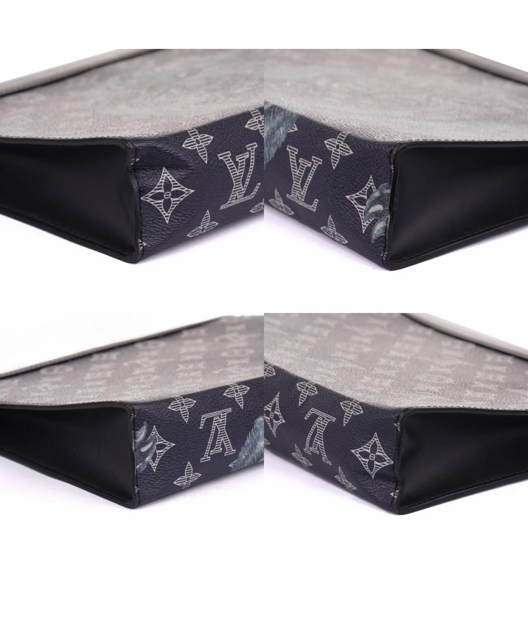 LOUIS VUITTON Темно-синяя кожаная барсетка, фото 7