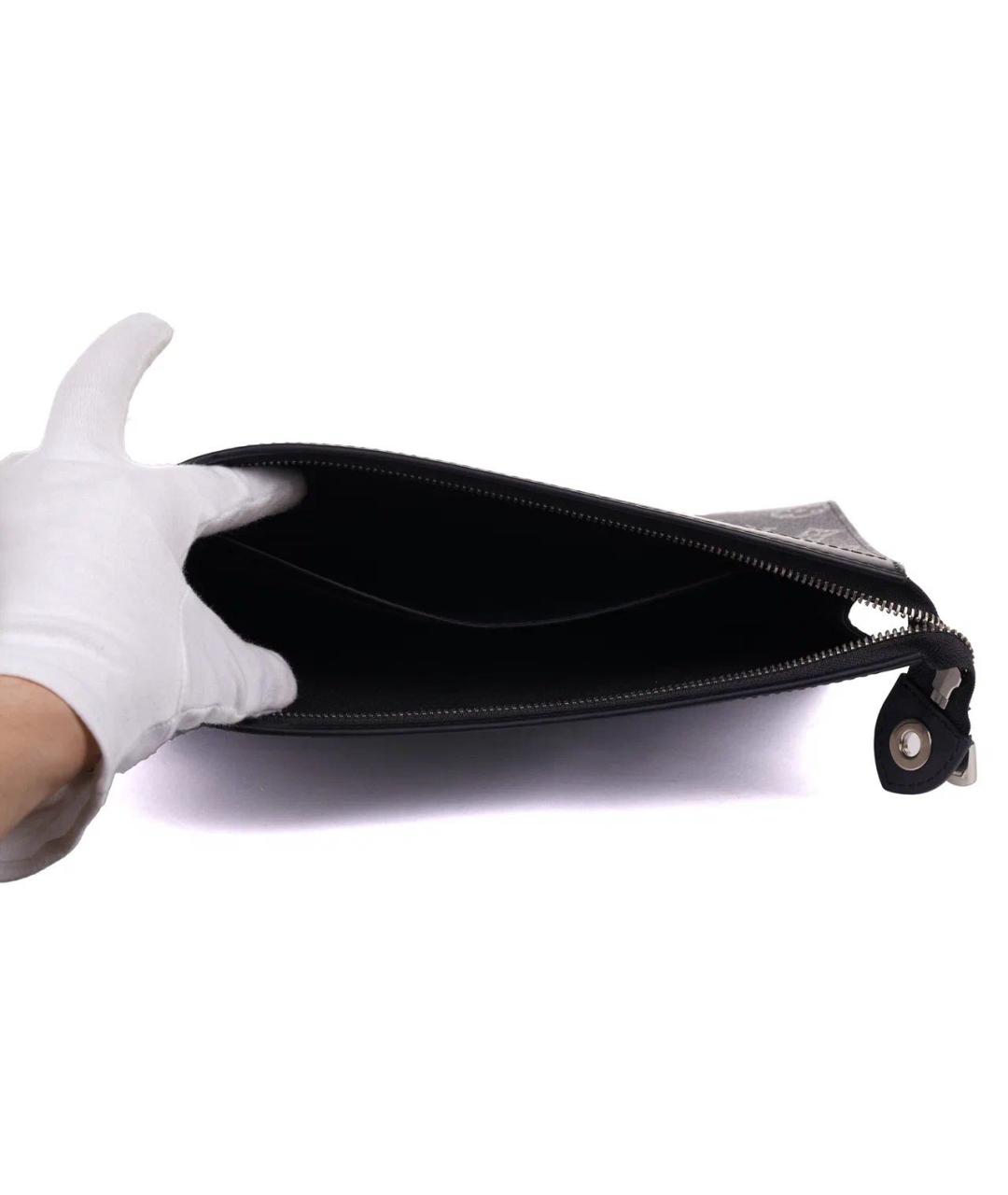 LOUIS VUITTON Темно-синяя кожаная барсетка, фото 6