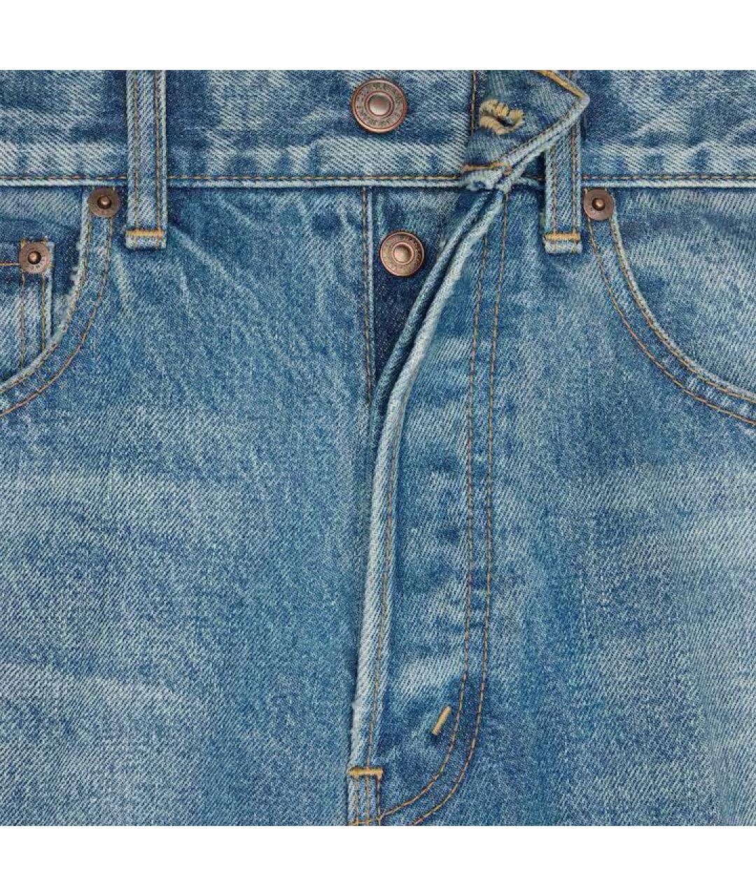 CELINE Голубые хлопковые прямые джинсы, фото 3