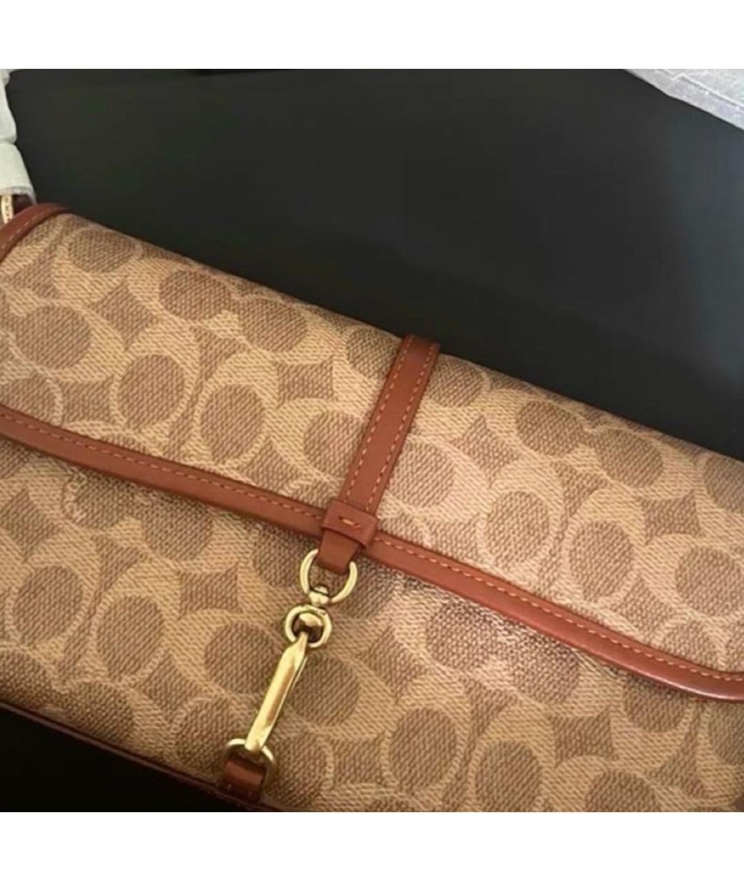 COACH Коричневая кожаная сумка через плечо, фото 6