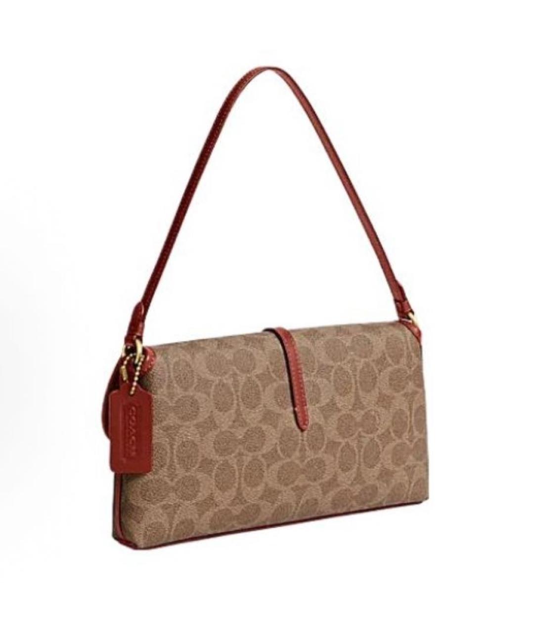 COACH Коричневая кожаная сумка через плечо, фото 2