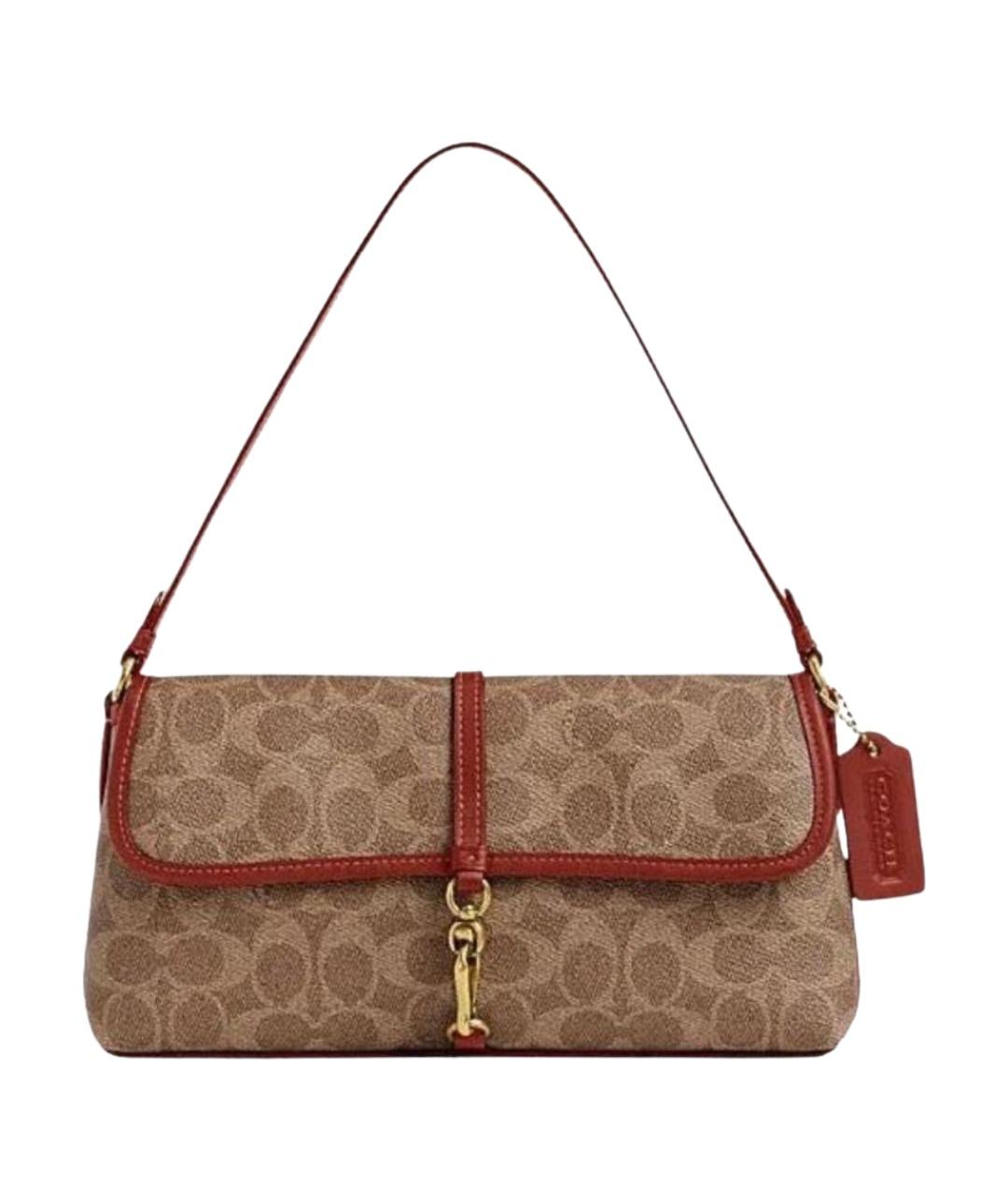 COACH Коричневая кожаная сумка через плечо, фото 1