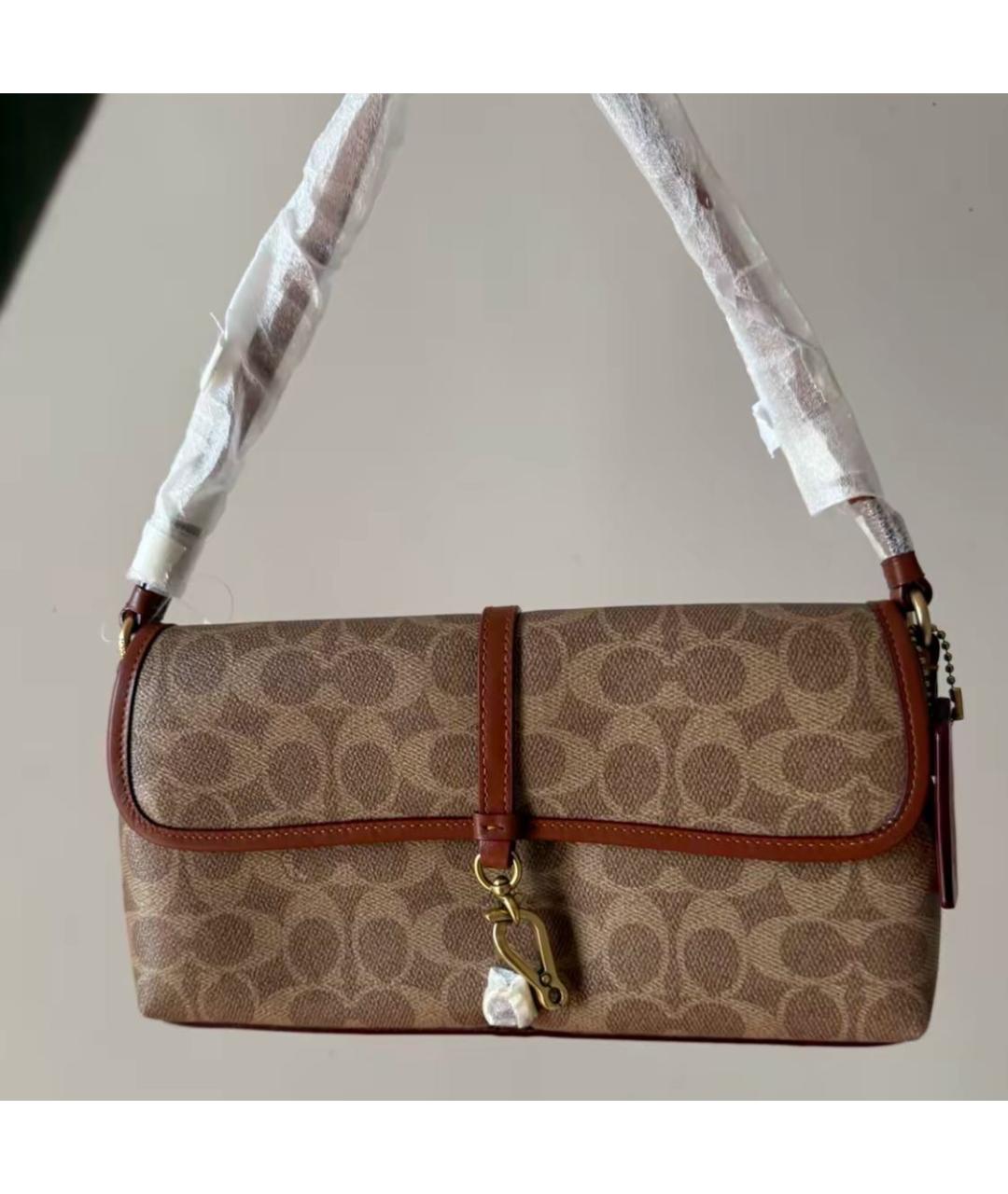 COACH Коричневая кожаная сумка через плечо, фото 7