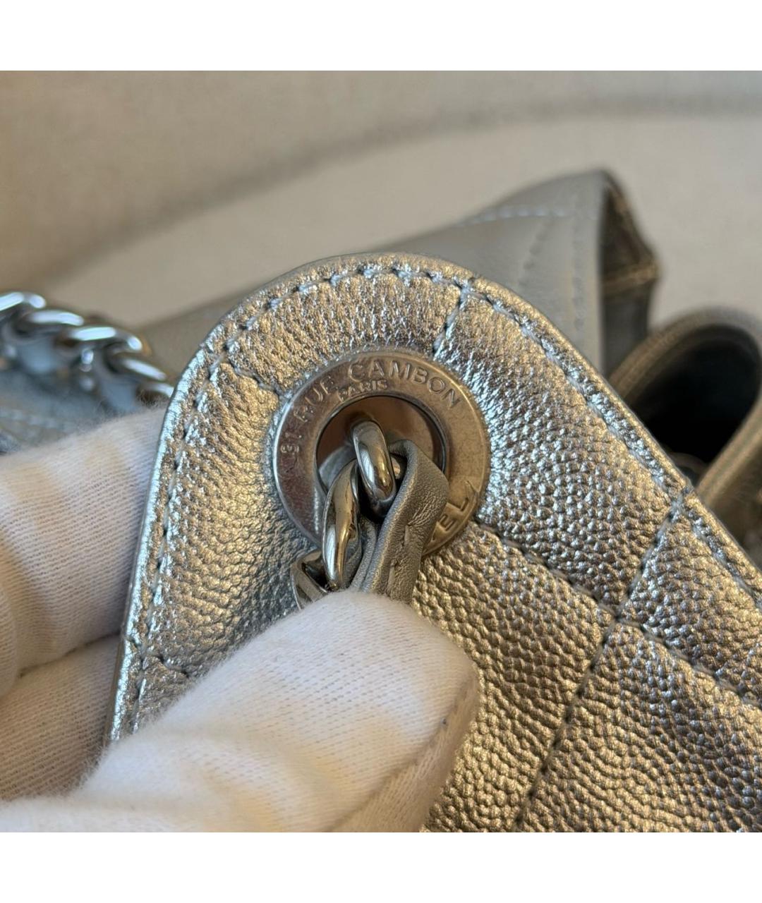 CHANEL Серебряная кожаная сумка через плечо, фото 6