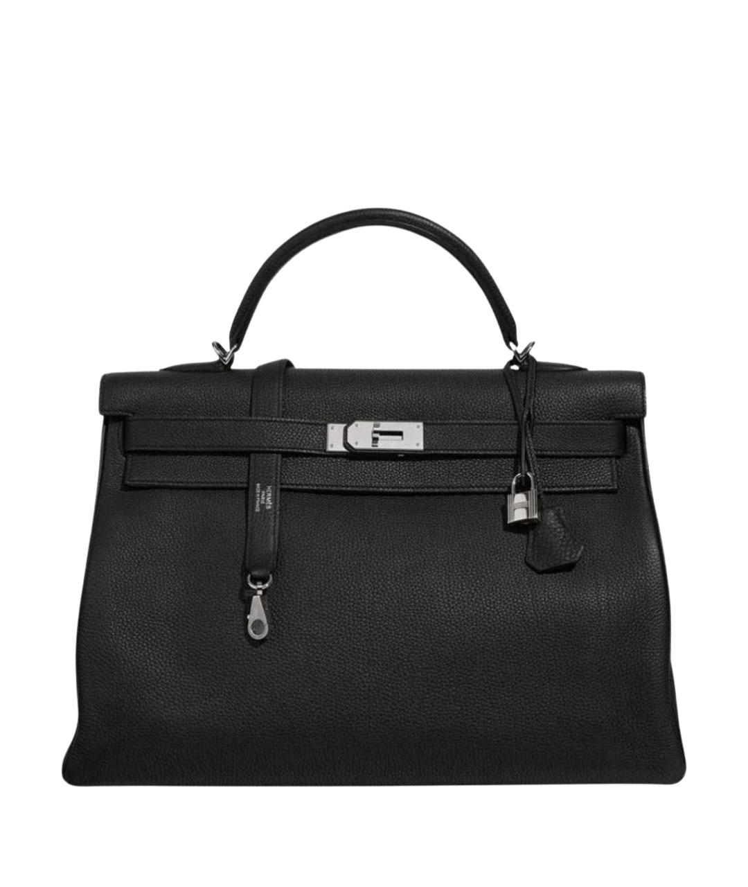 HERMES Черная кожаная сумка с короткими ручками, фото 1