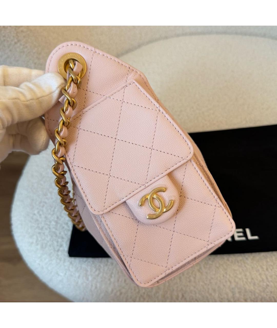 CHANEL Розовая кожаная сумка через плечо, фото 5
