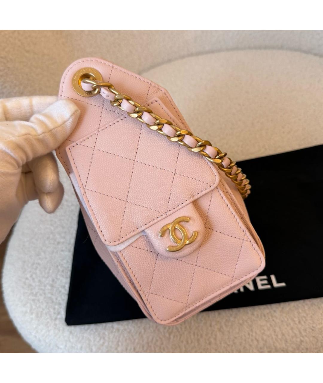 CHANEL Розовая кожаная сумка через плечо, фото 4
