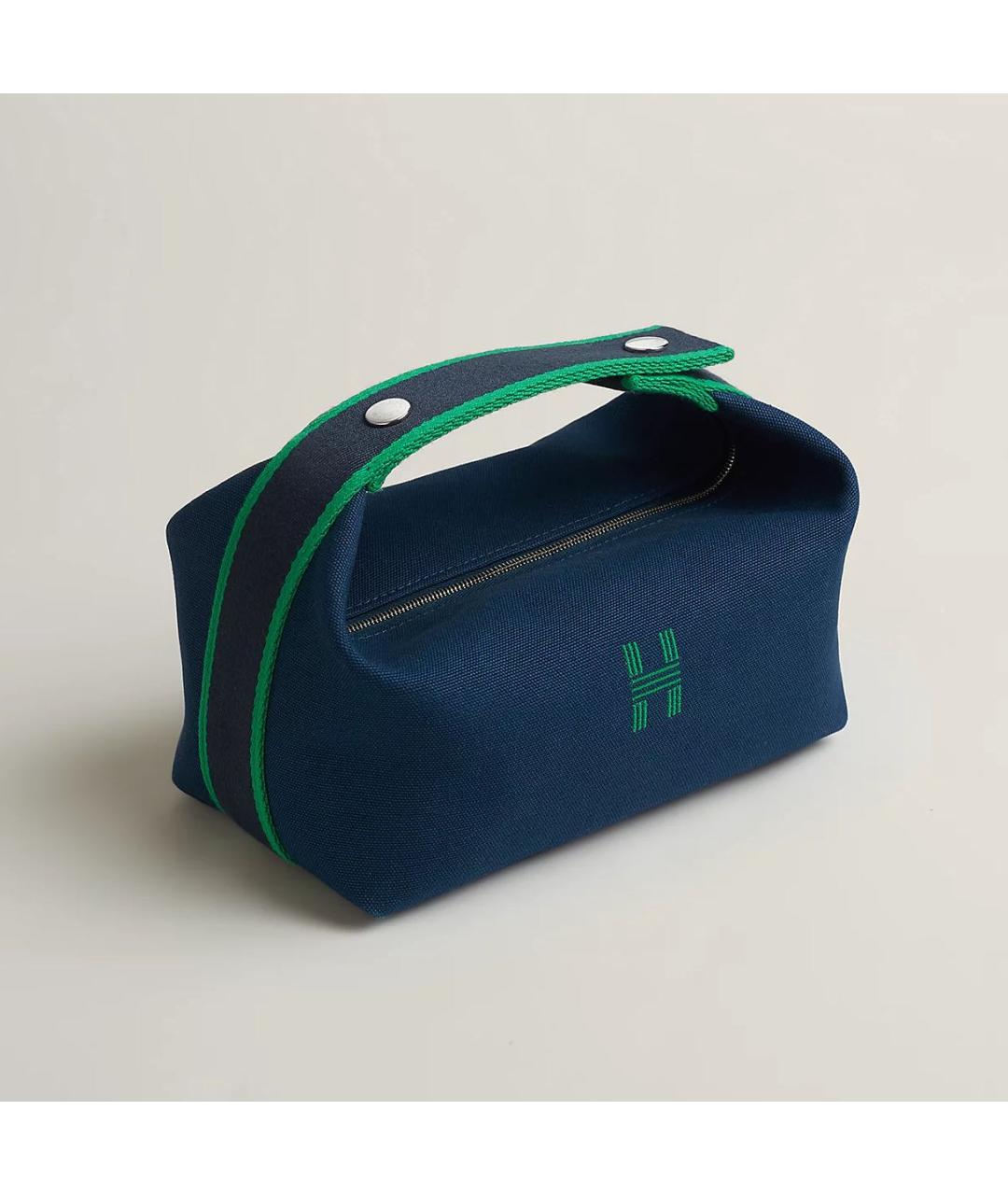 HERMES Темно-синяя тканевая косметичка, фото 8