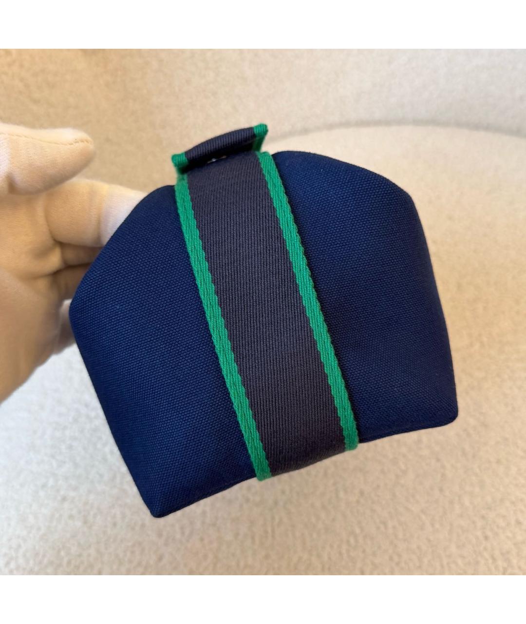 HERMES Темно-синяя тканевая косметичка, фото 4