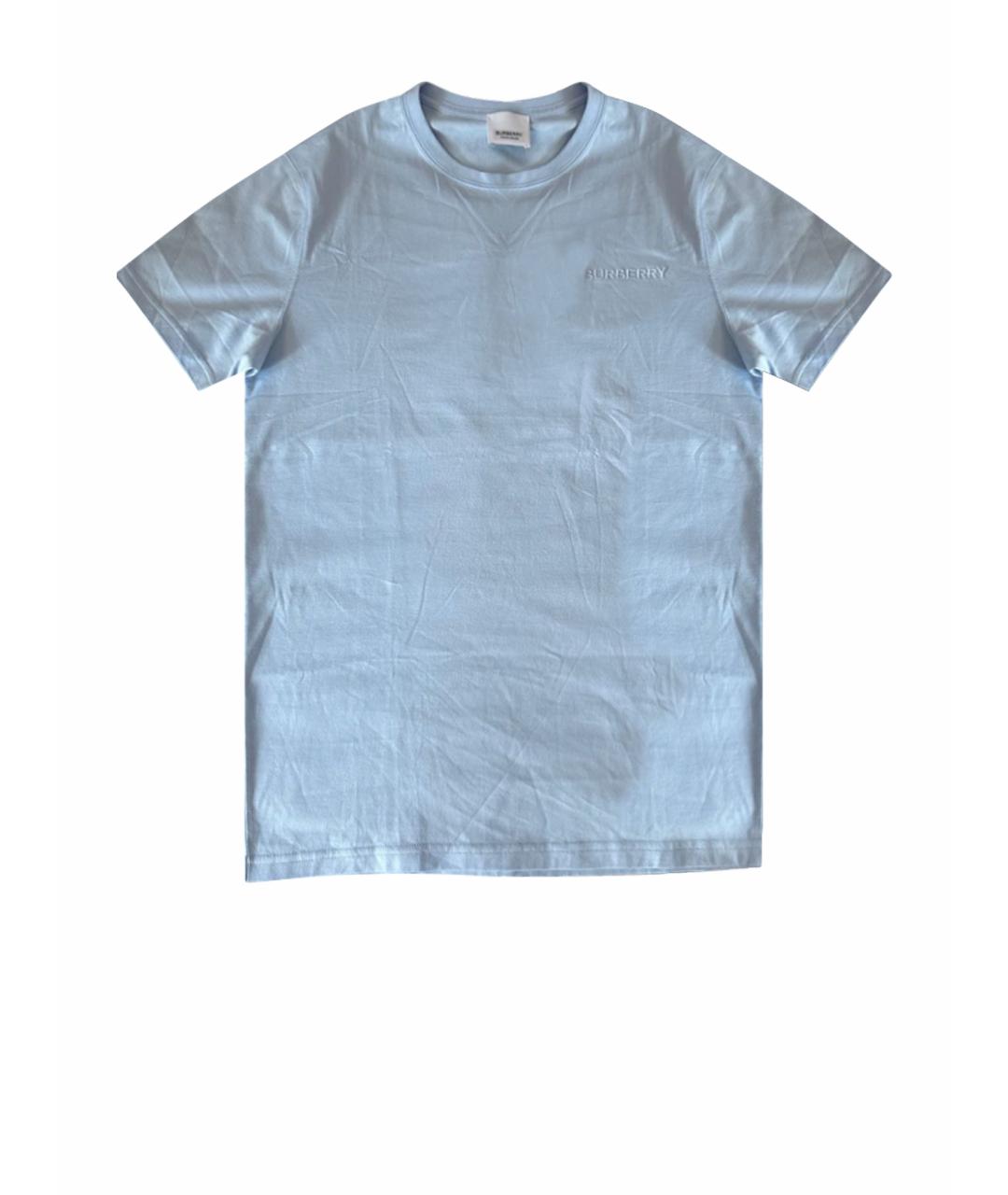 BURBERRY Голубая хлопковая футболка, фото 1