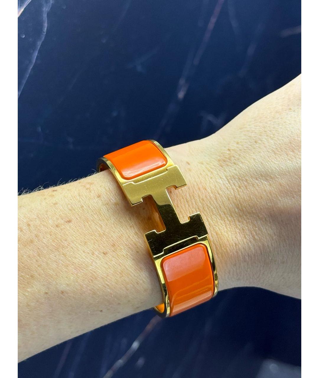 HERMES Оранжевый кожаный браслет, фото 6