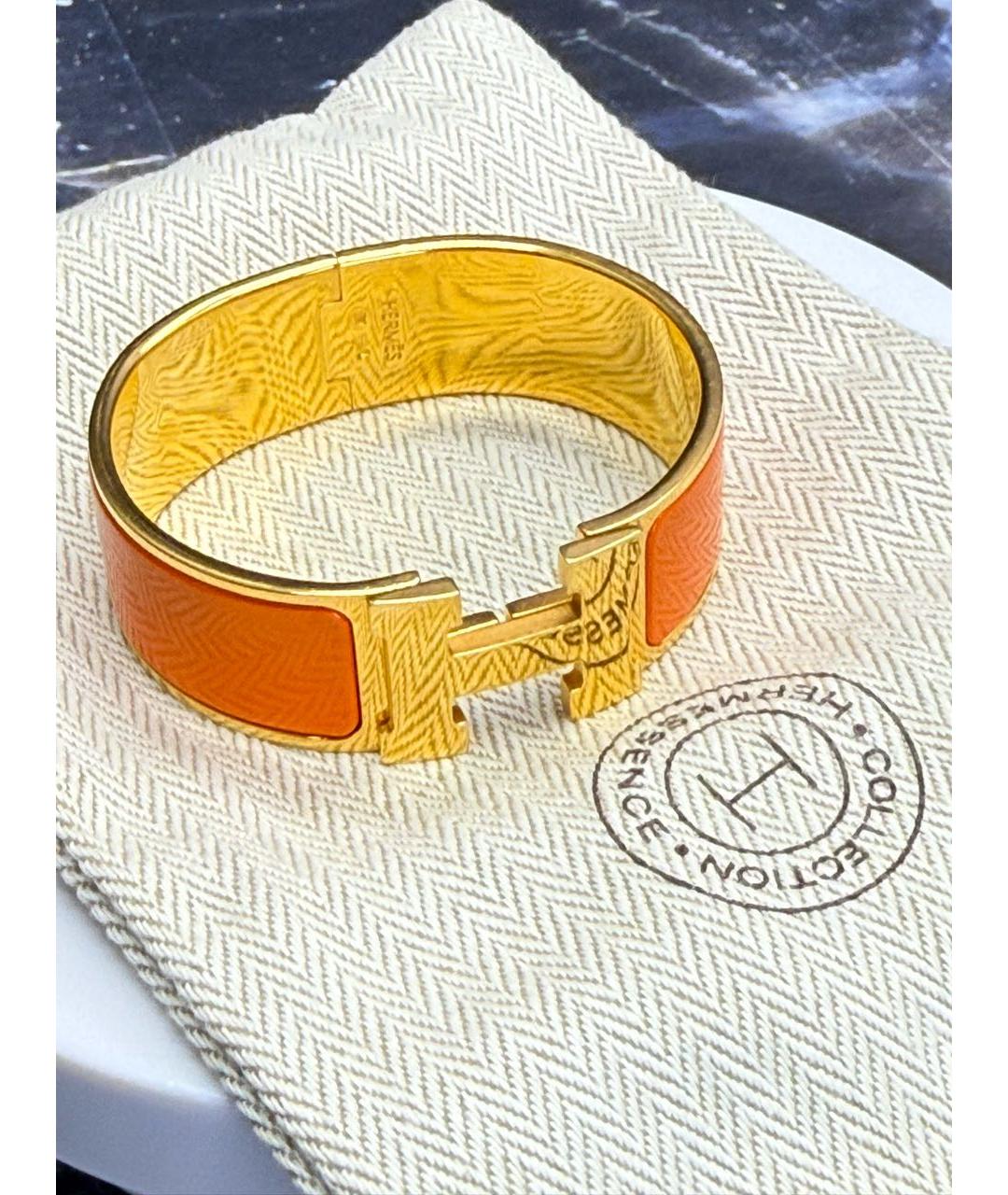 HERMES Оранжевый кожаный браслет, фото 4