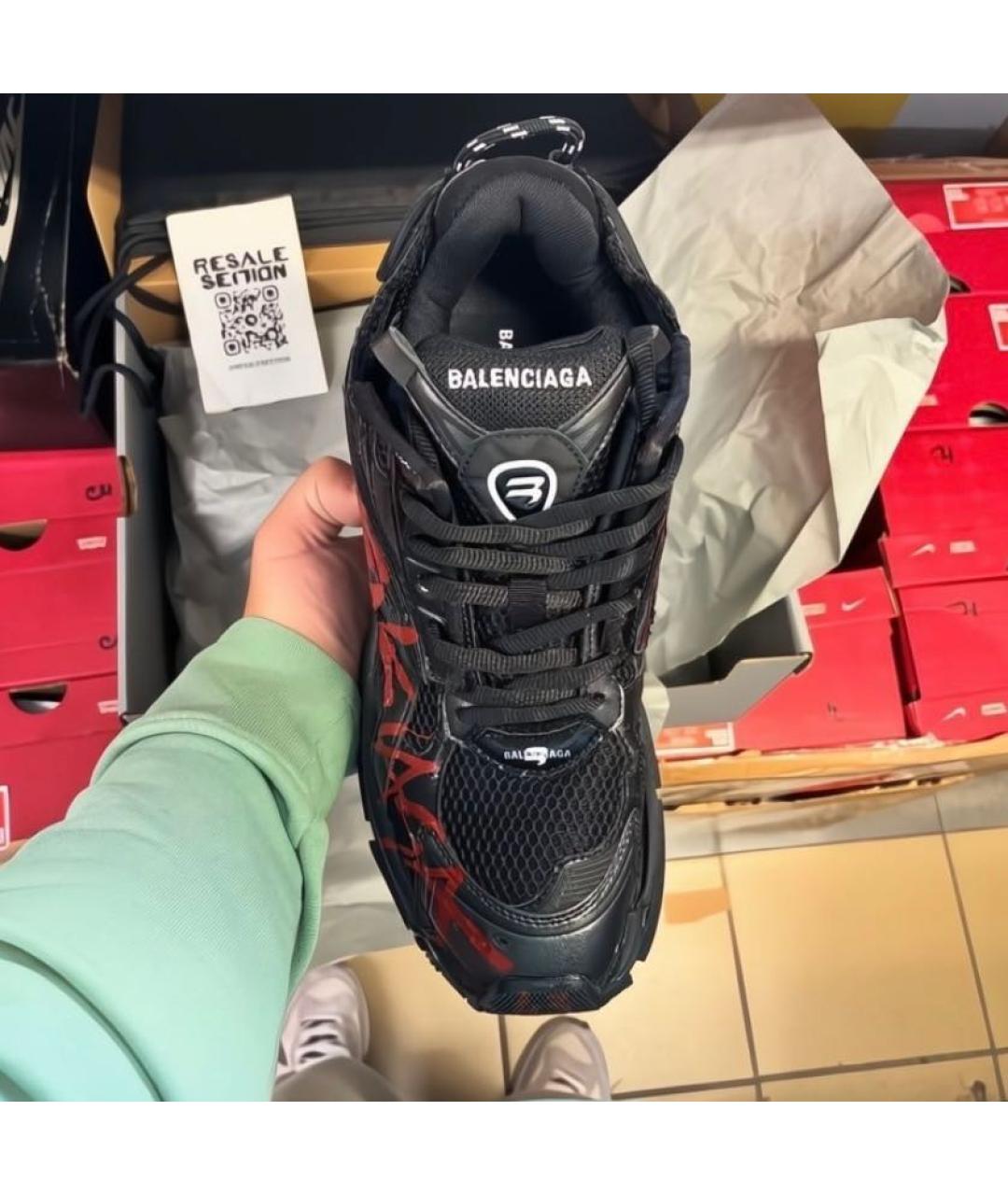 BALENCIAGA Черные низкие кроссовки / кеды из искусственной кожи, фото 2