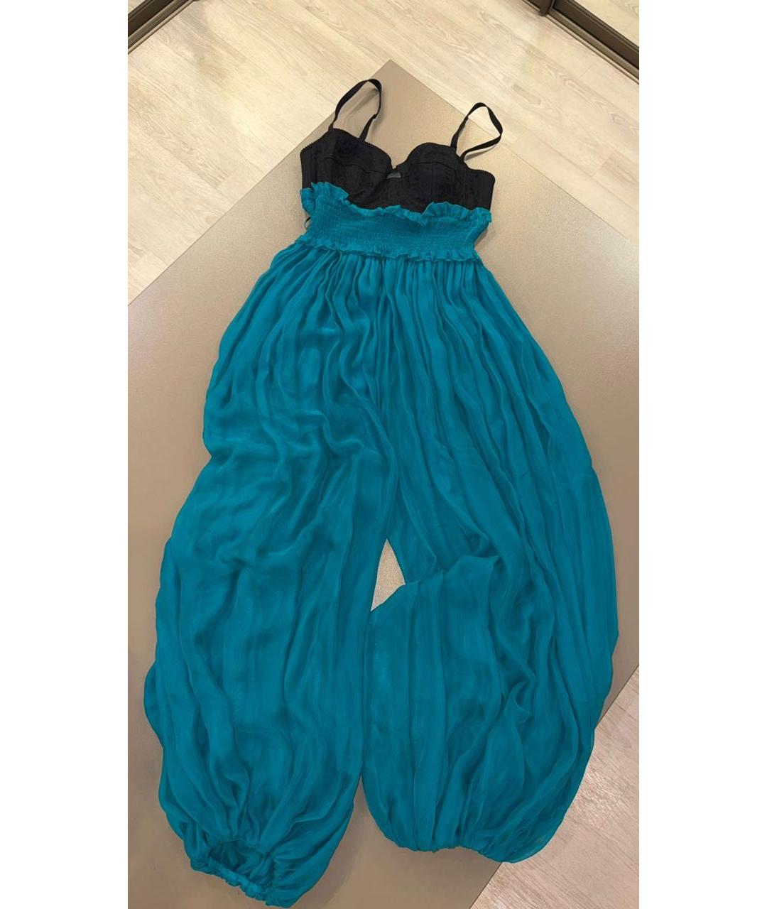 DOLCE&GABBANA Бирюзовый шелковый комбинезон, фото 5
