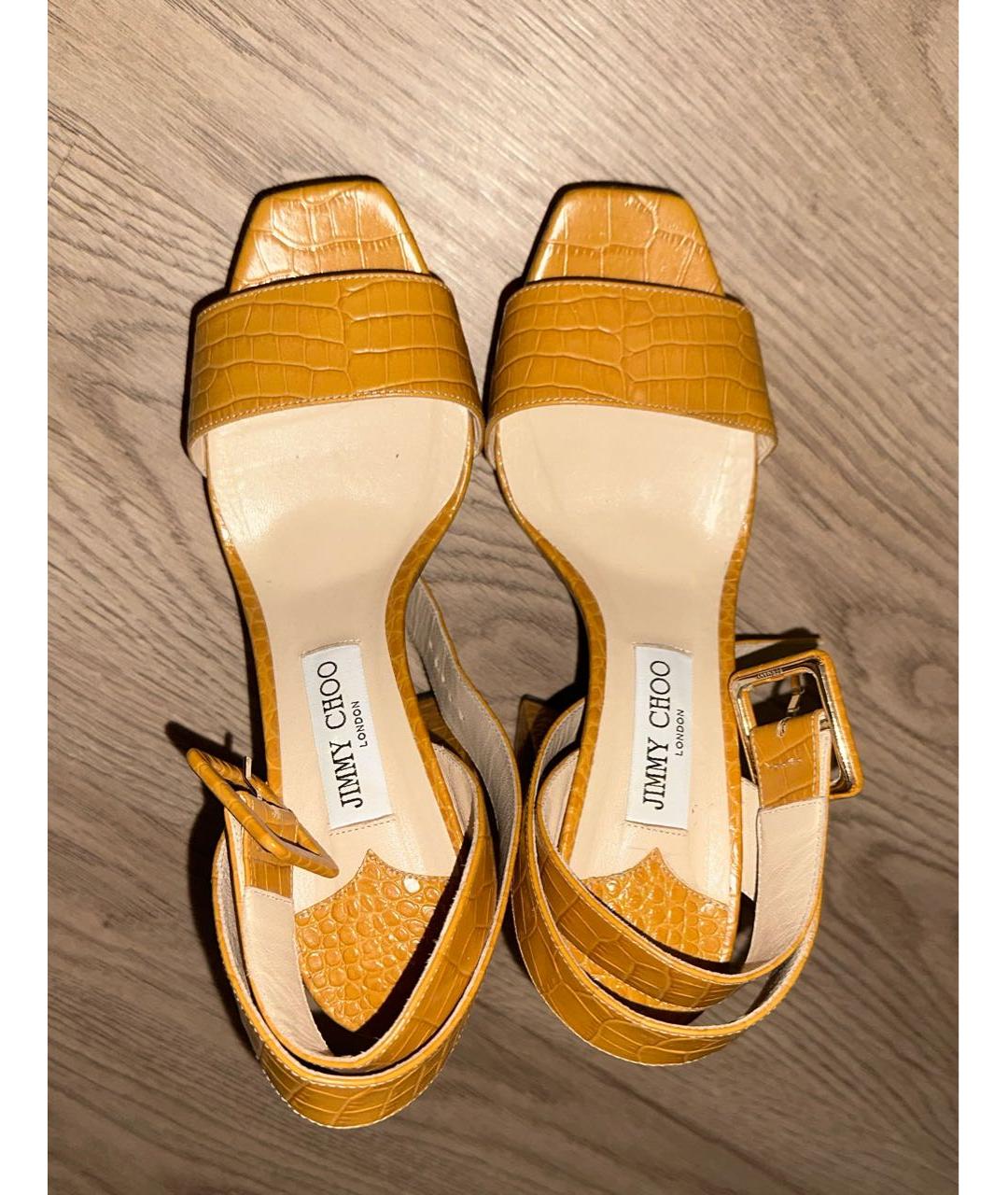 JIMMY CHOO Горчичные туфли из лакированной кожи, фото 3