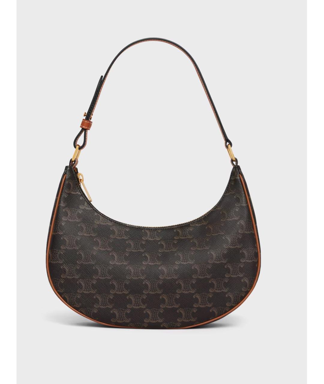 CELINE Коричневая кожаная сумка с короткими ручками, фото 6