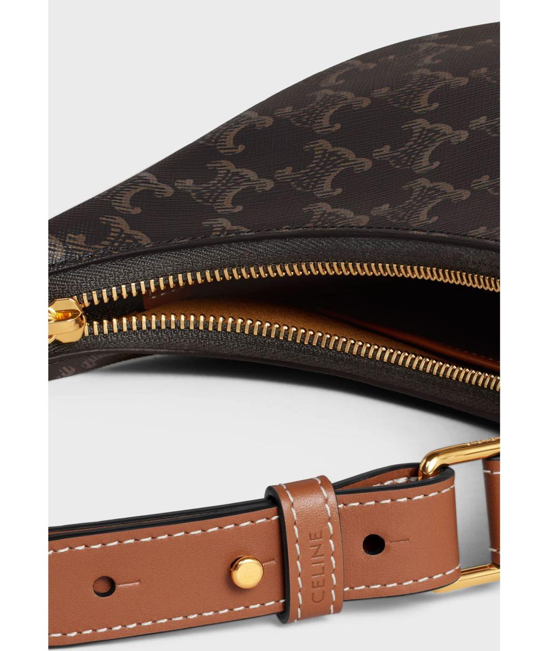 CELINE Коричневая кожаная сумка с короткими ручками, фото 4