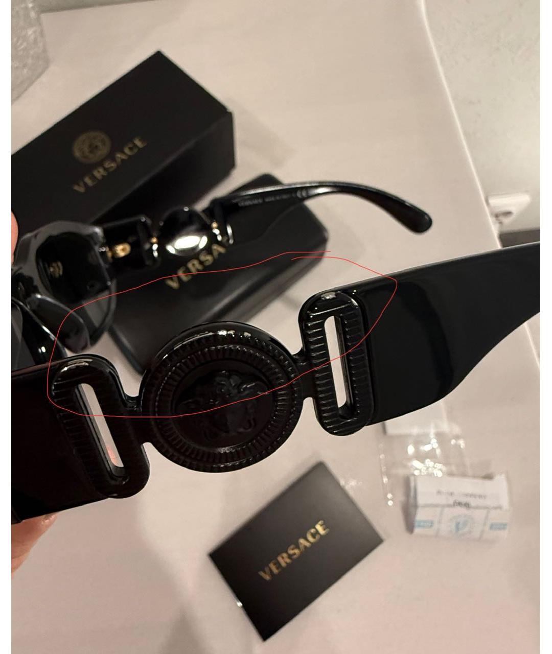 VERSACE Черные пластиковые солнцезащитные очки, фото 5