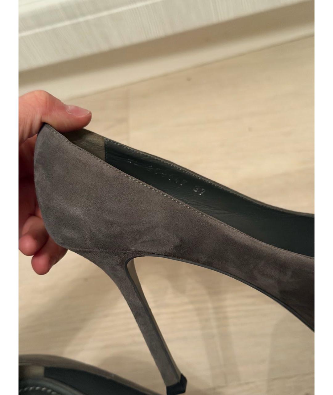 SAINT LAURENT Серые замшевые туфли, фото 6