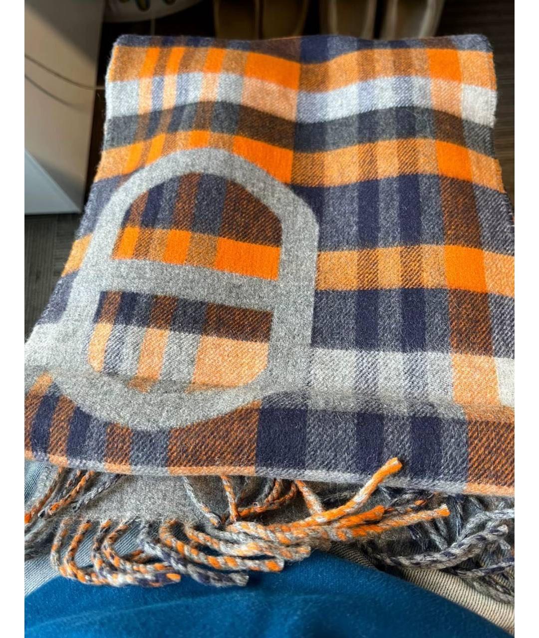 HERMES Серый шарф, фото 3