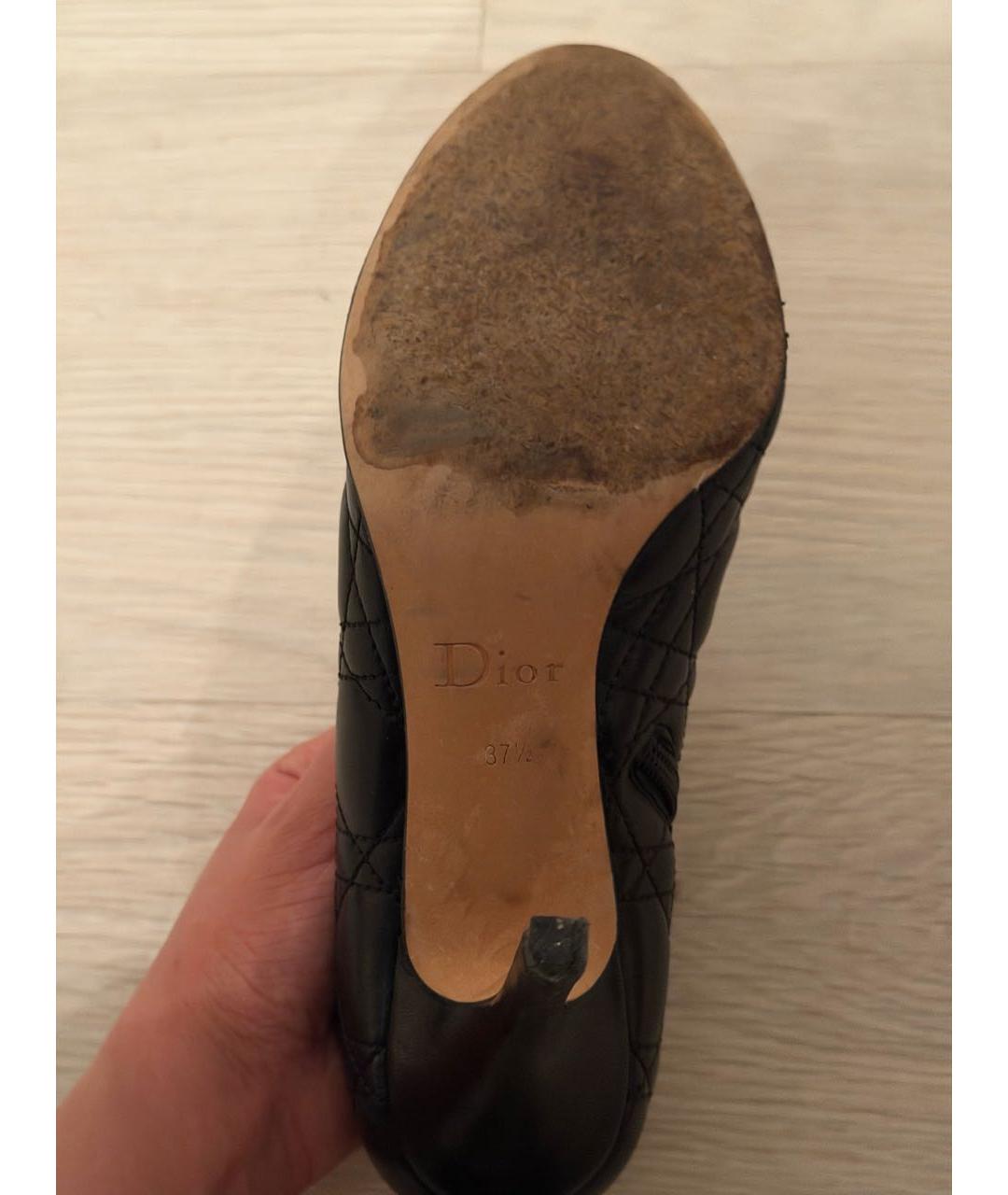 CHRISTIAN DIOR Черные кожаные ботильоны, фото 3